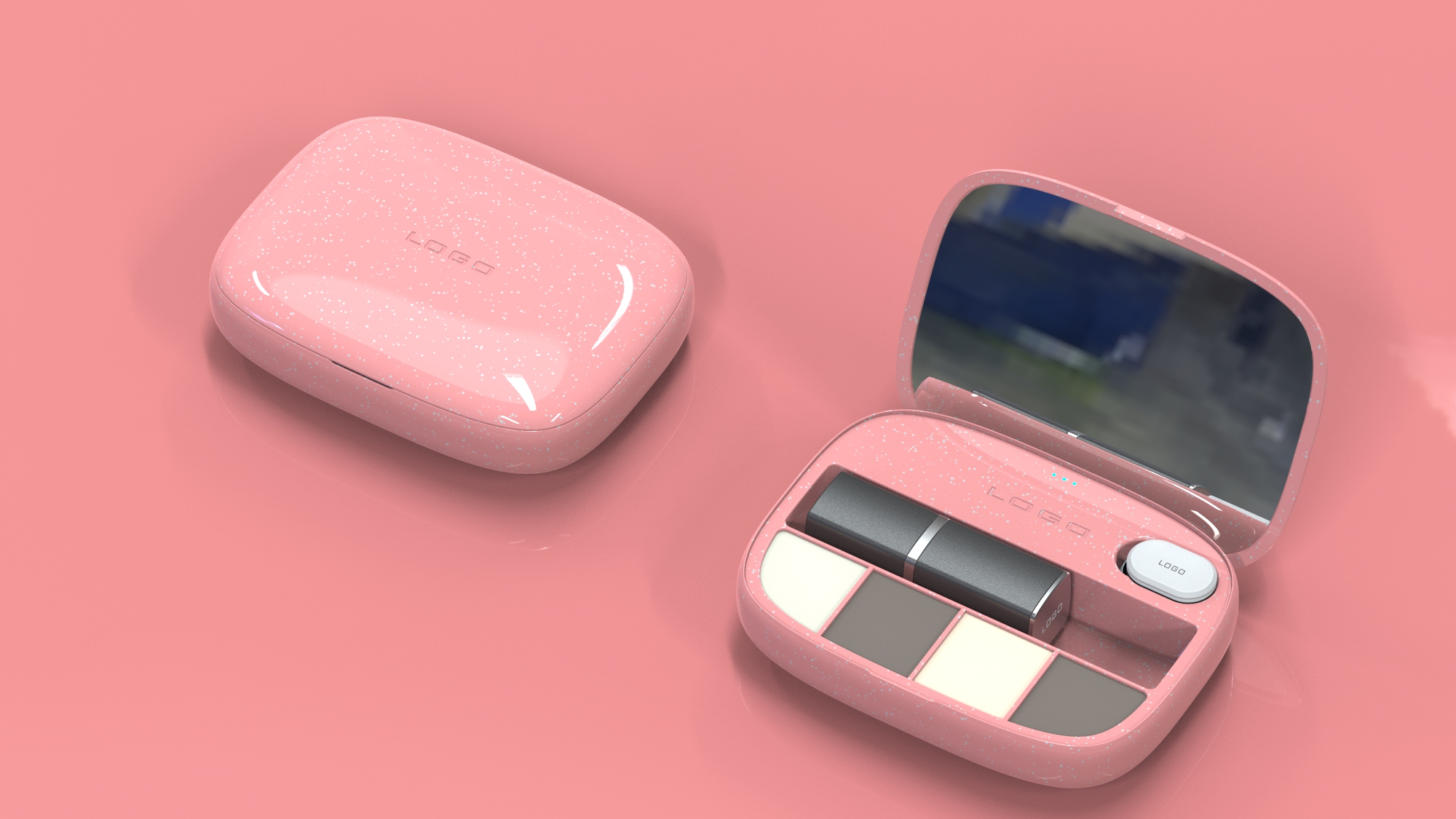 Cosmetic mirror storage box, appearance design, structural design，