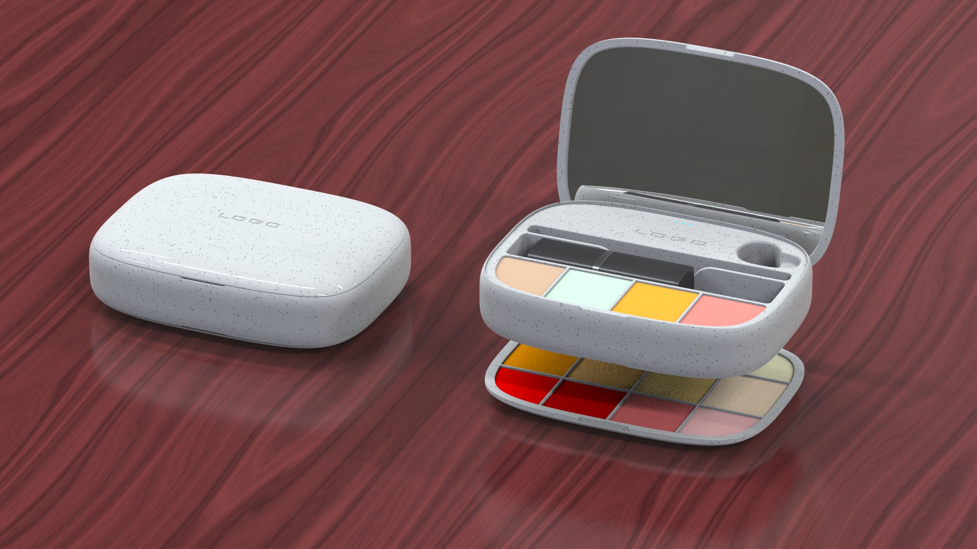 Cosmetic mirror storage box, appearance design, structural design，