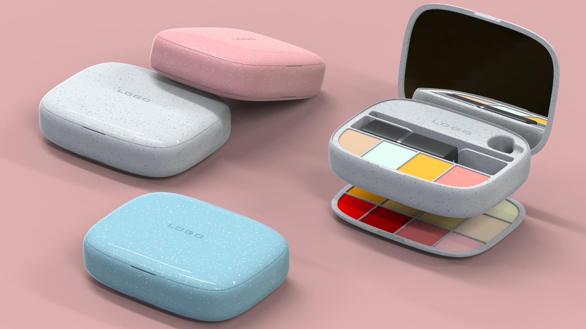 Cosmetic mirror storage box, appearance design, structural design，