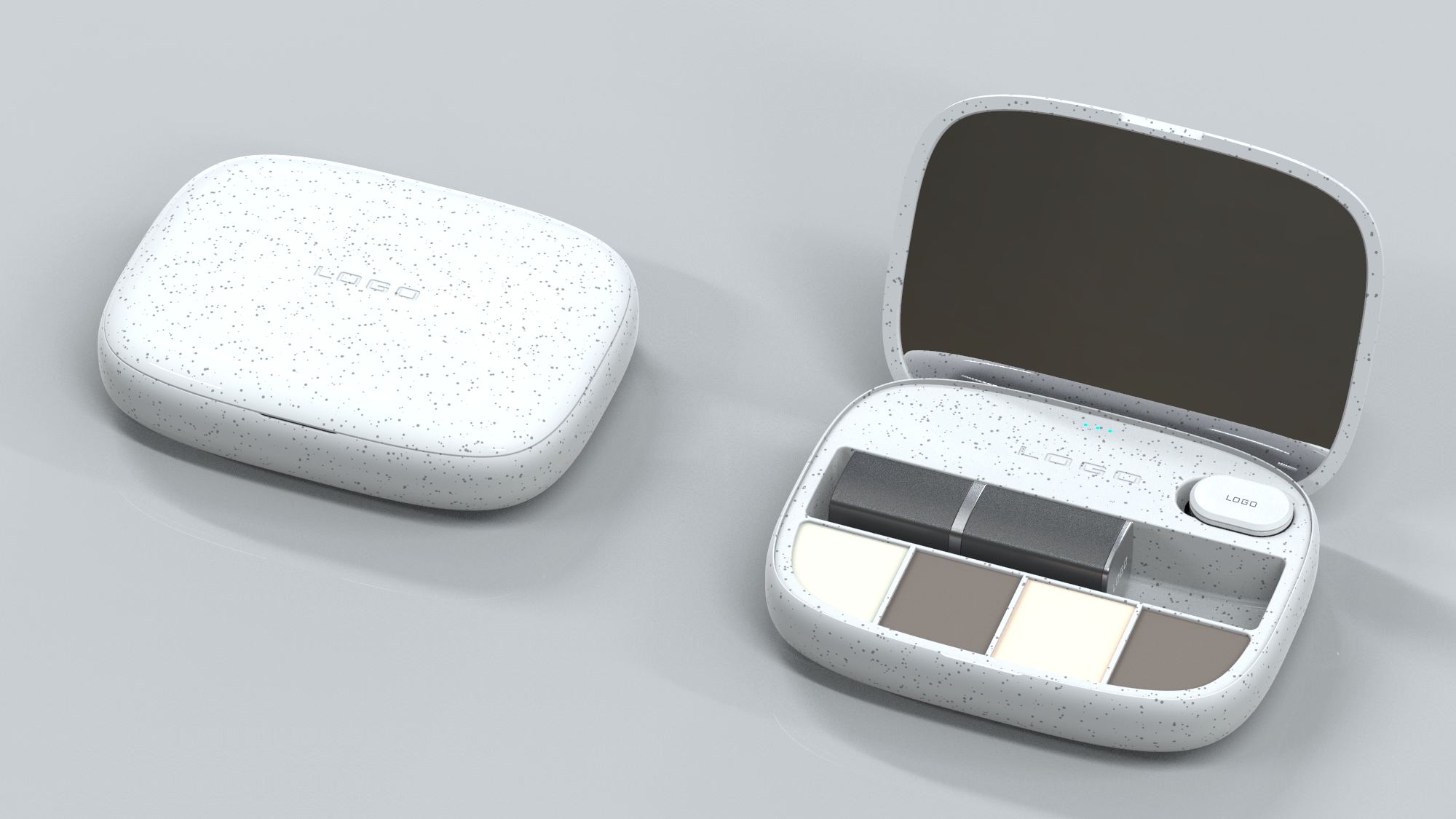 Cosmetic mirror storage box, appearance design, structural design，