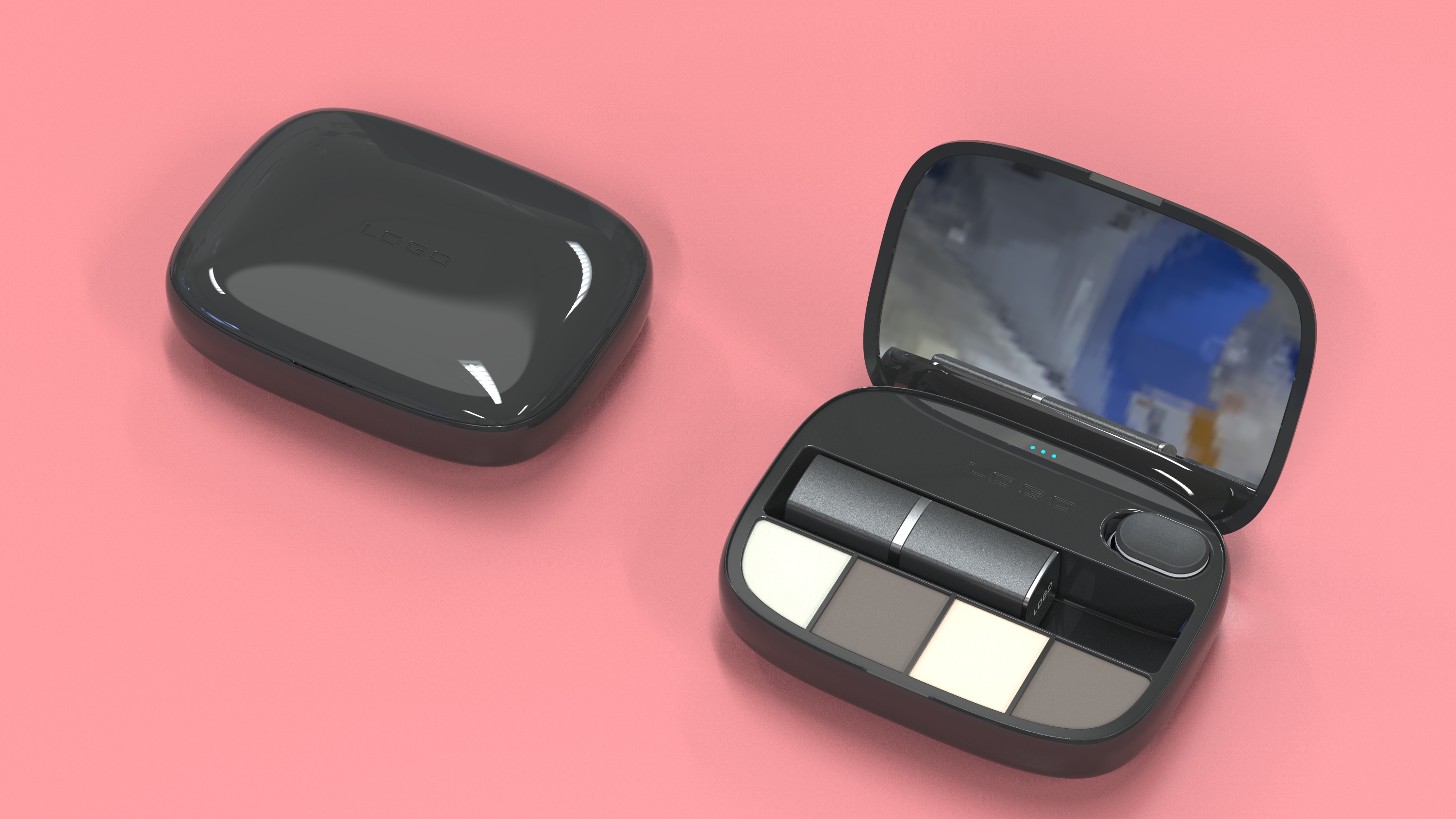 Cosmetic mirror storage box, appearance design, structural design，