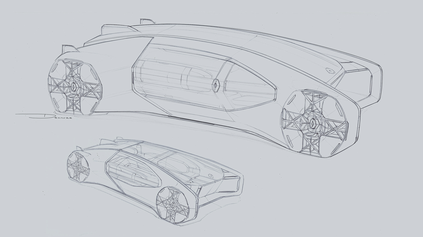 汽车,概念,未来,手绘,雷诺