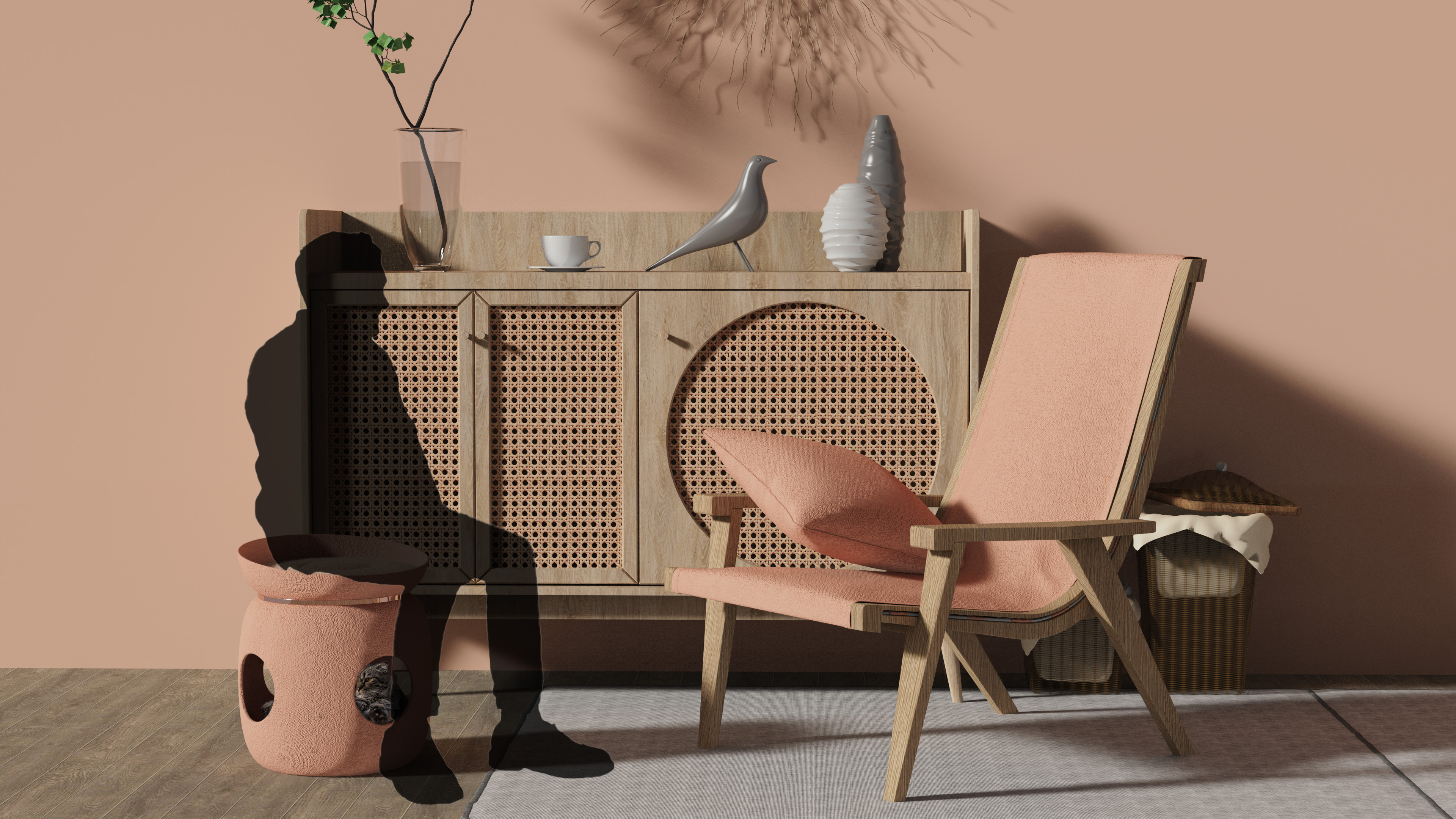 Cat nest，Human-cat interaction，chair，