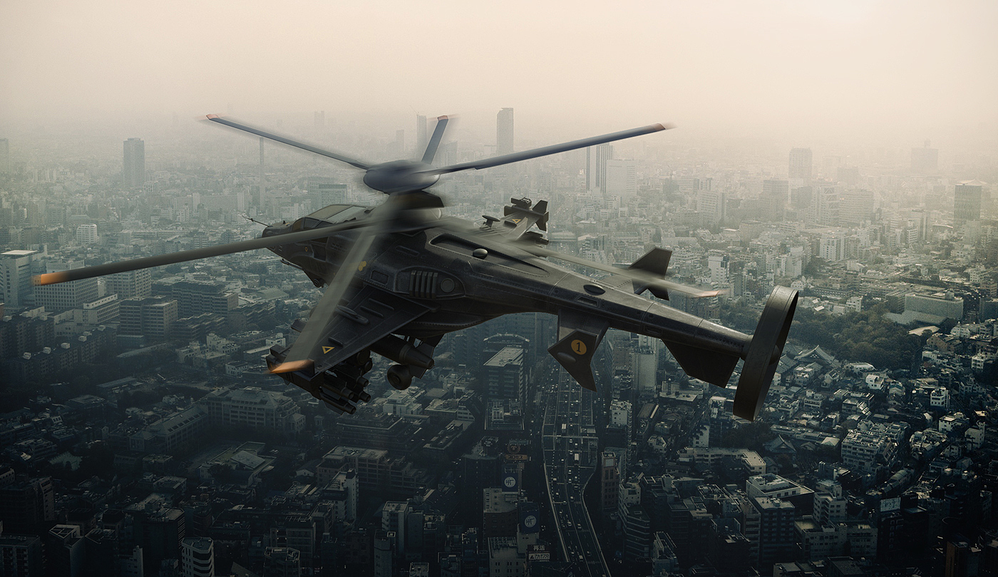 军用直升机，3d模型，建模合成，渲染，