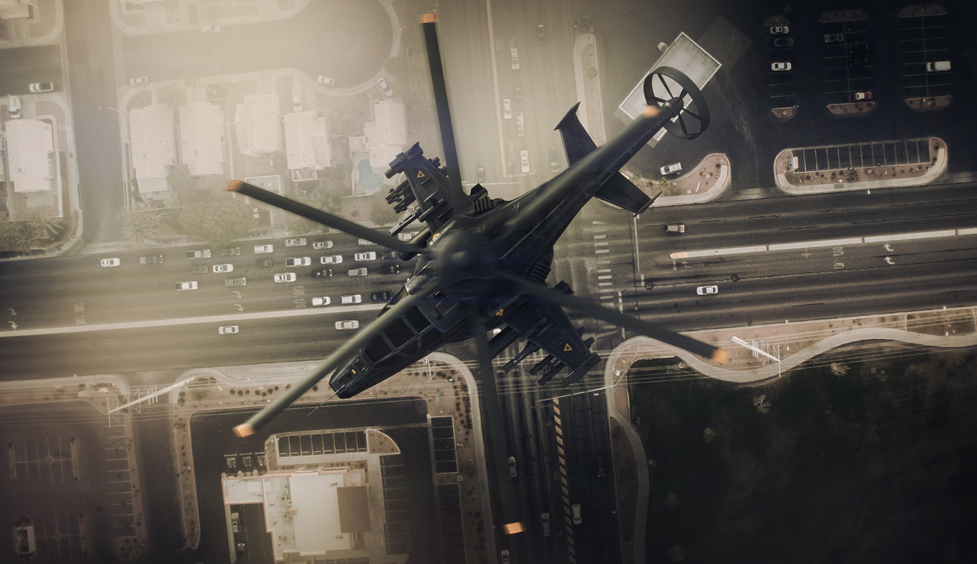 service helicopter，3D model，Modeling synthesis，Render，