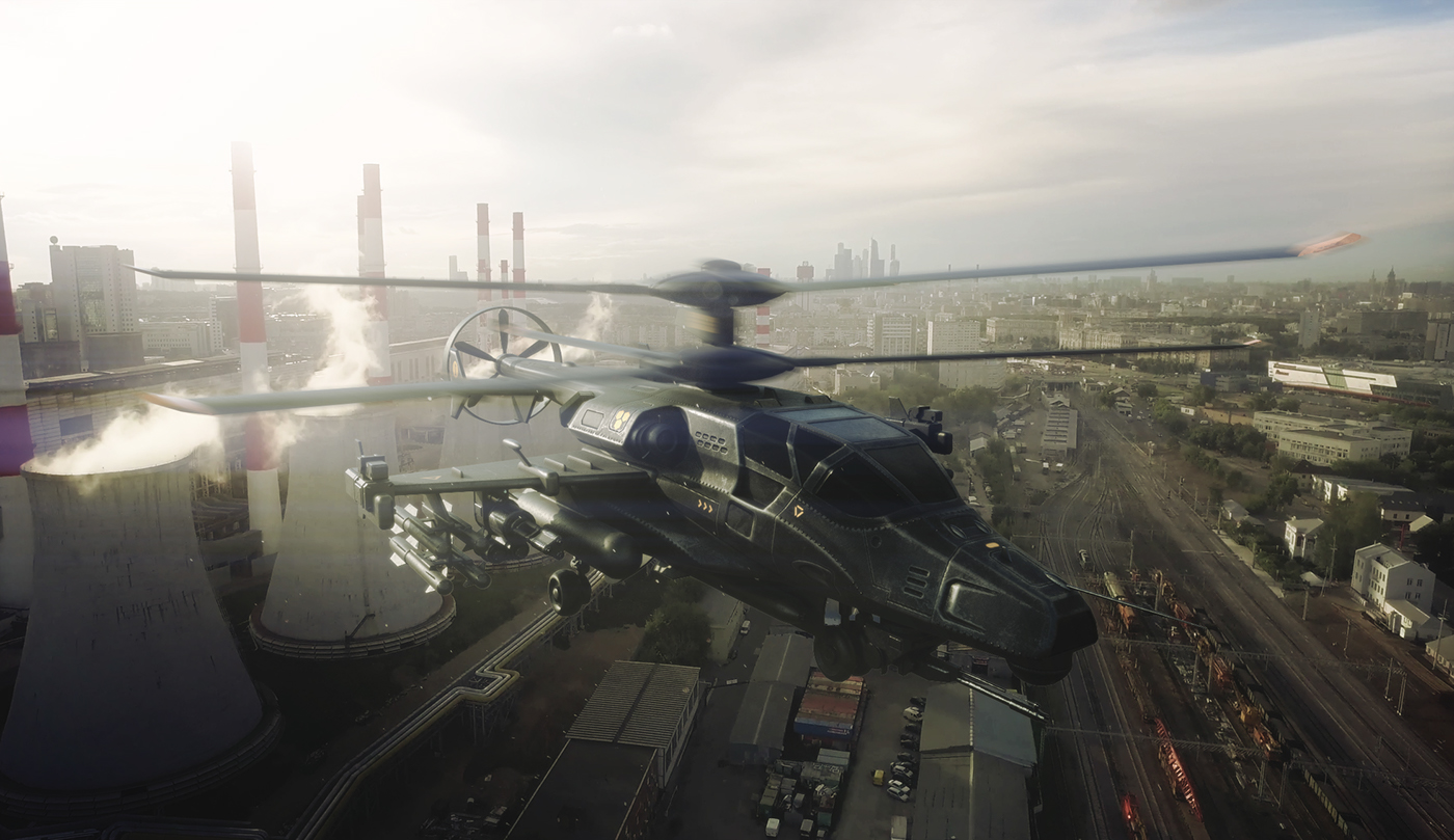 service helicopter，3D model，Modeling synthesis，Render，