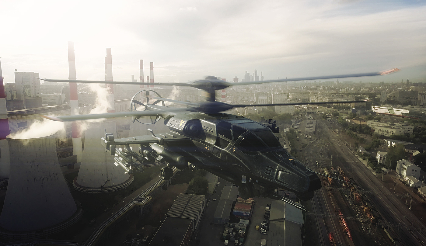 service helicopter，3D model，Modeling synthesis，Render，