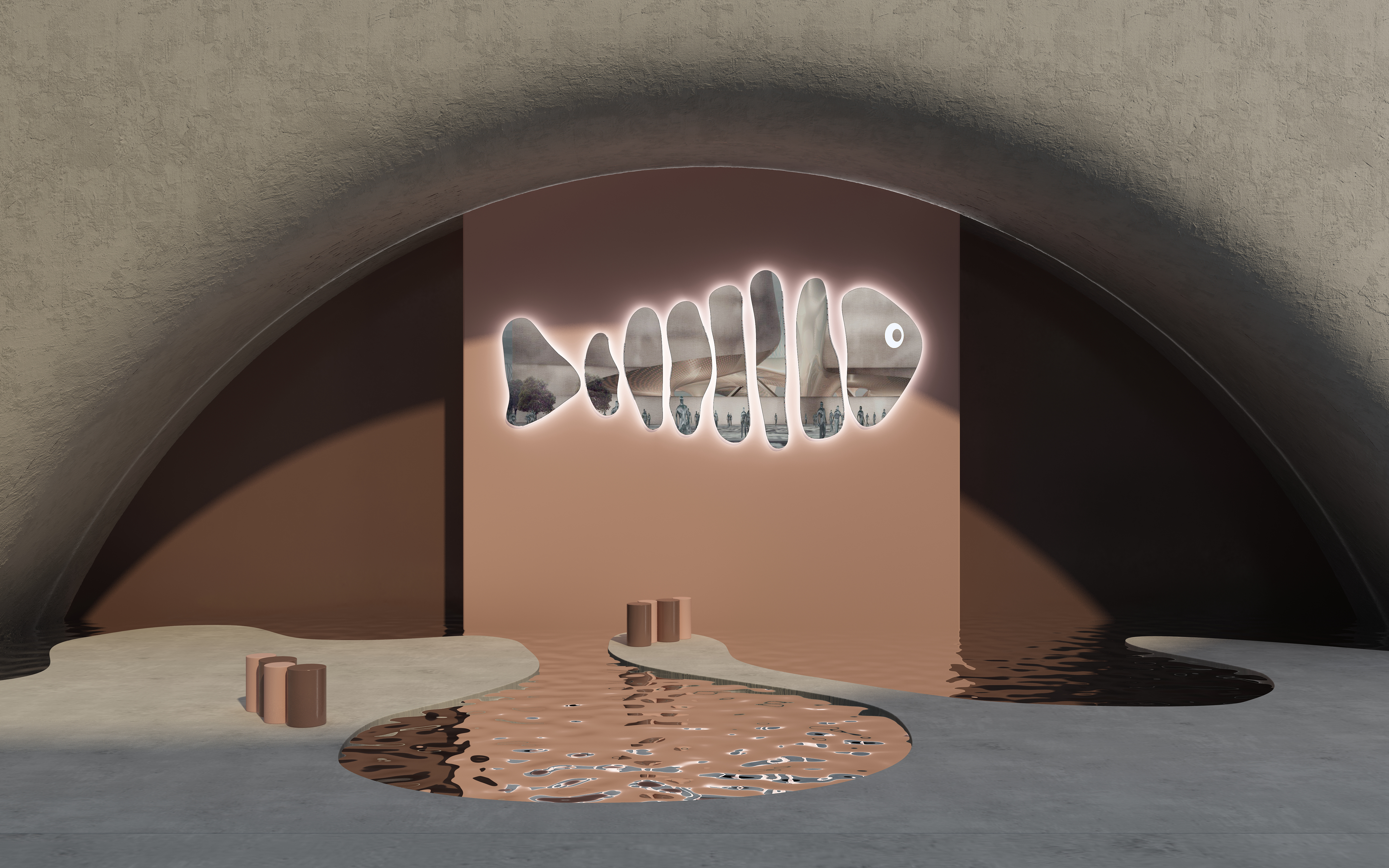 Mirror design，mirror，Pink，3dmax modeling，product design，Render，