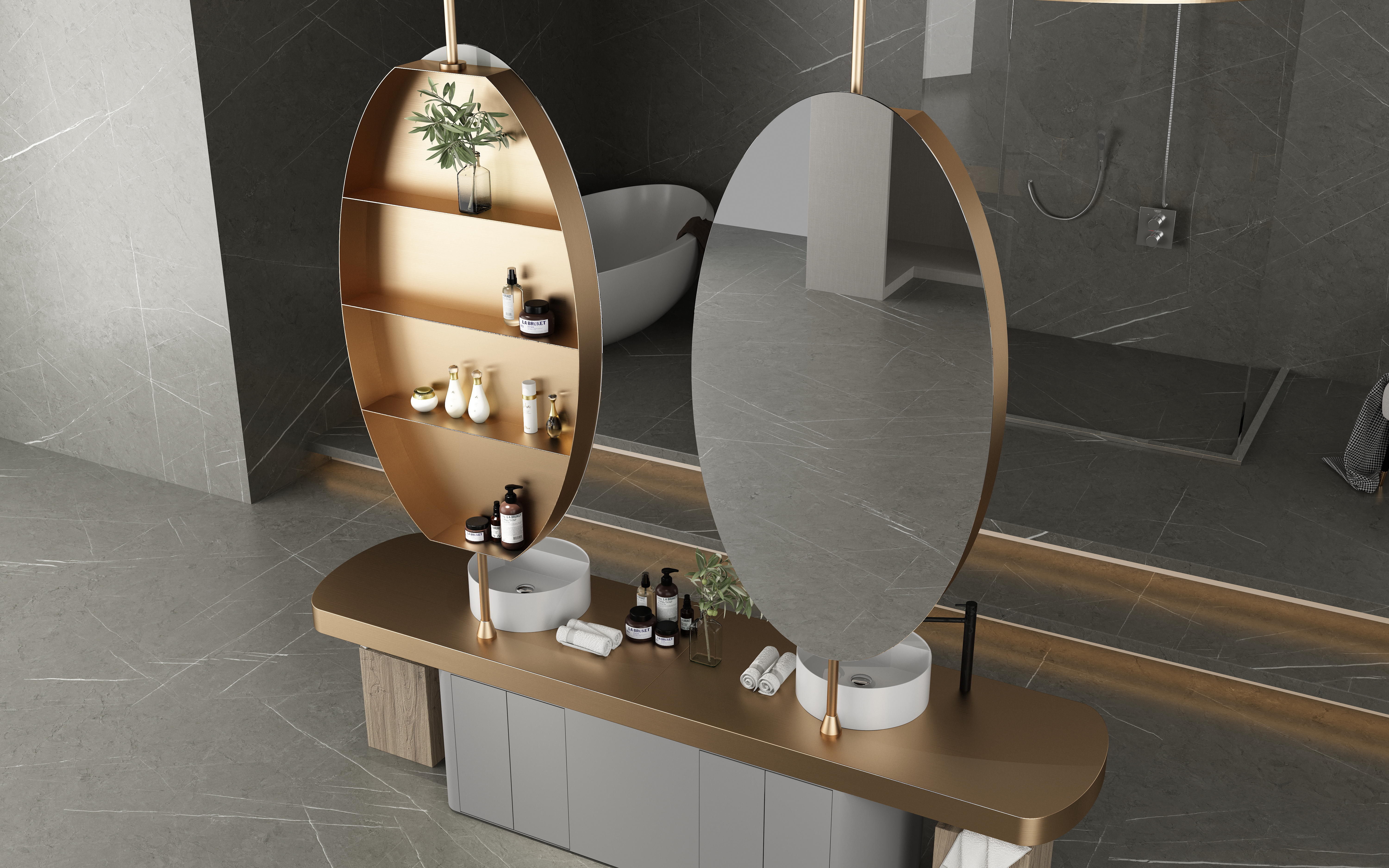 Bathroom cabinet，Bathroom furniture，product design，stainless steel，Wash basin，Light luxury，Stainless steel bathroom cabinet，noble，