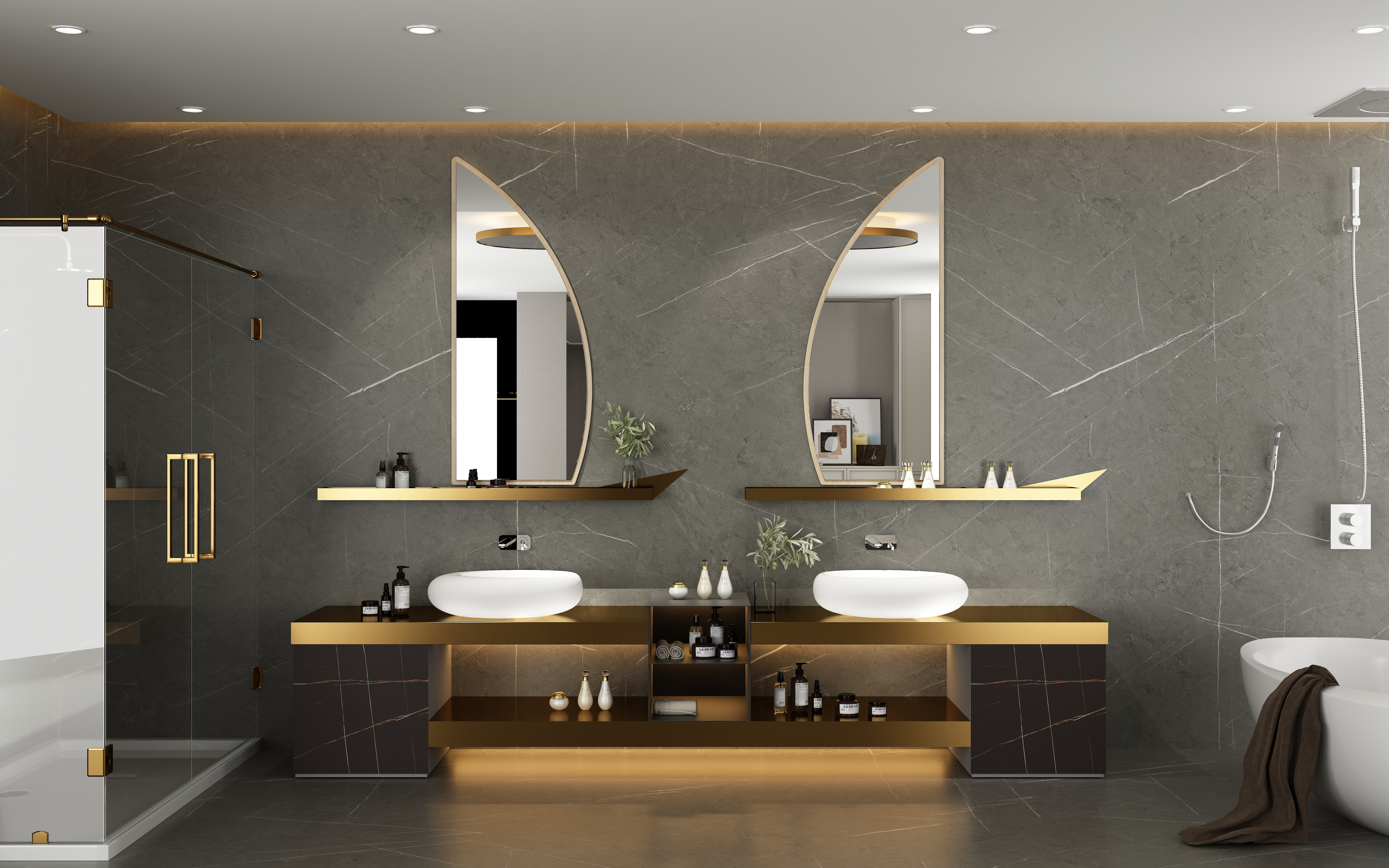 Bathroom cabinet，Bathroom furniture，product design，stainless steel，Wash basin，Light luxury，Stainless steel bathroom cabinet，noble，