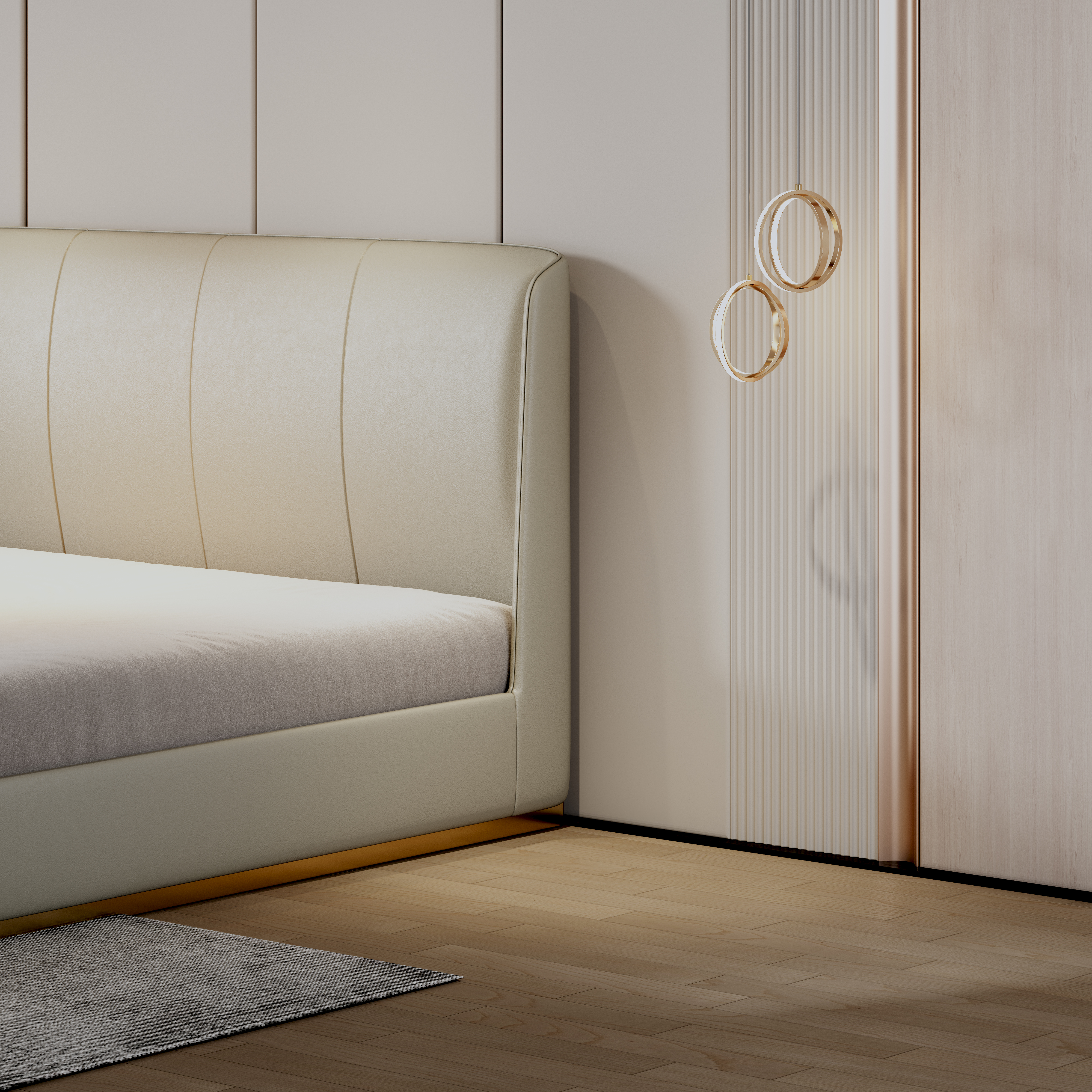 Bed，Render，bedside cupboard，bedroom，product design，space design ，