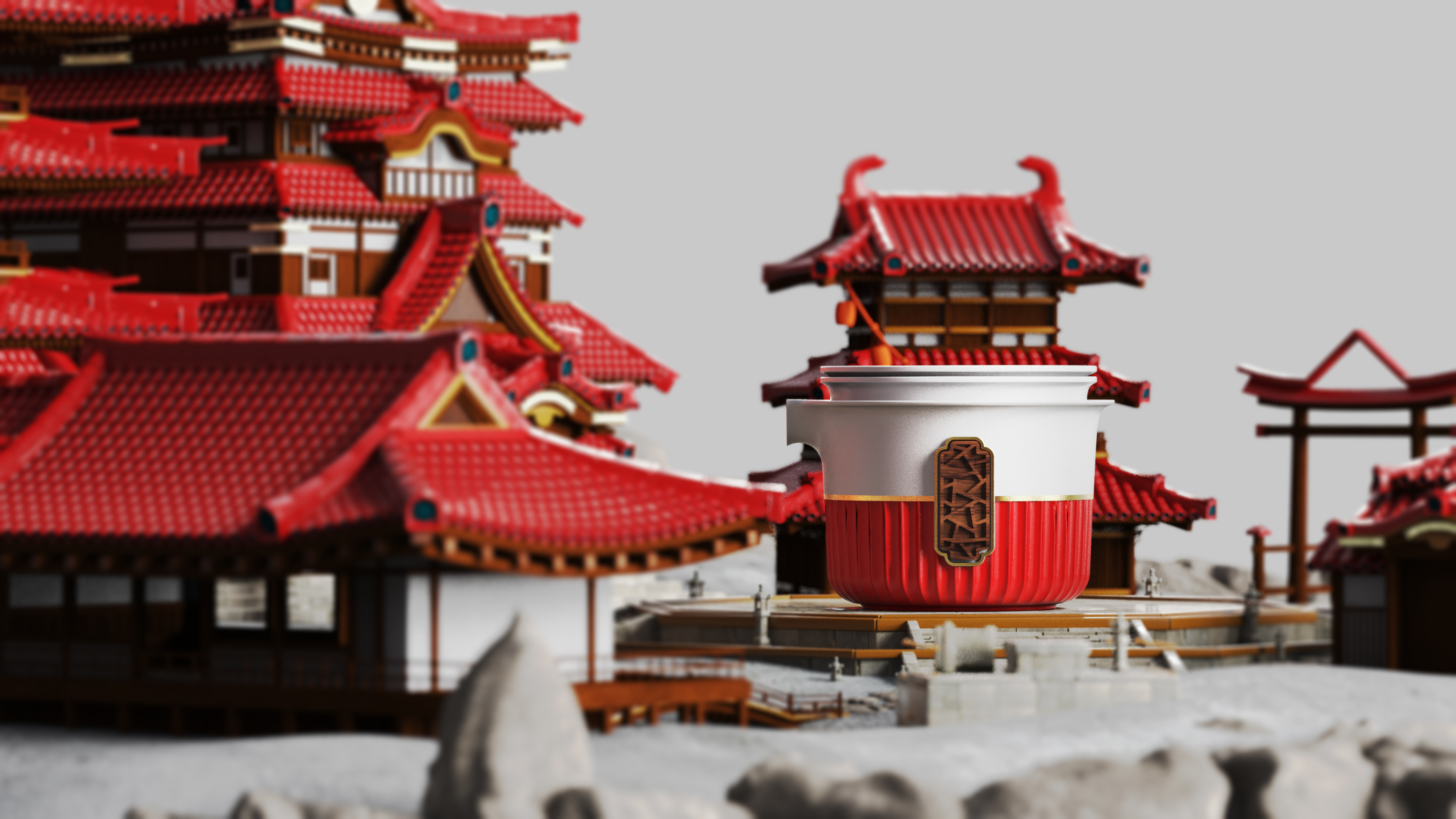 Cultural creation，tea set，Design，gift，National tide，court，