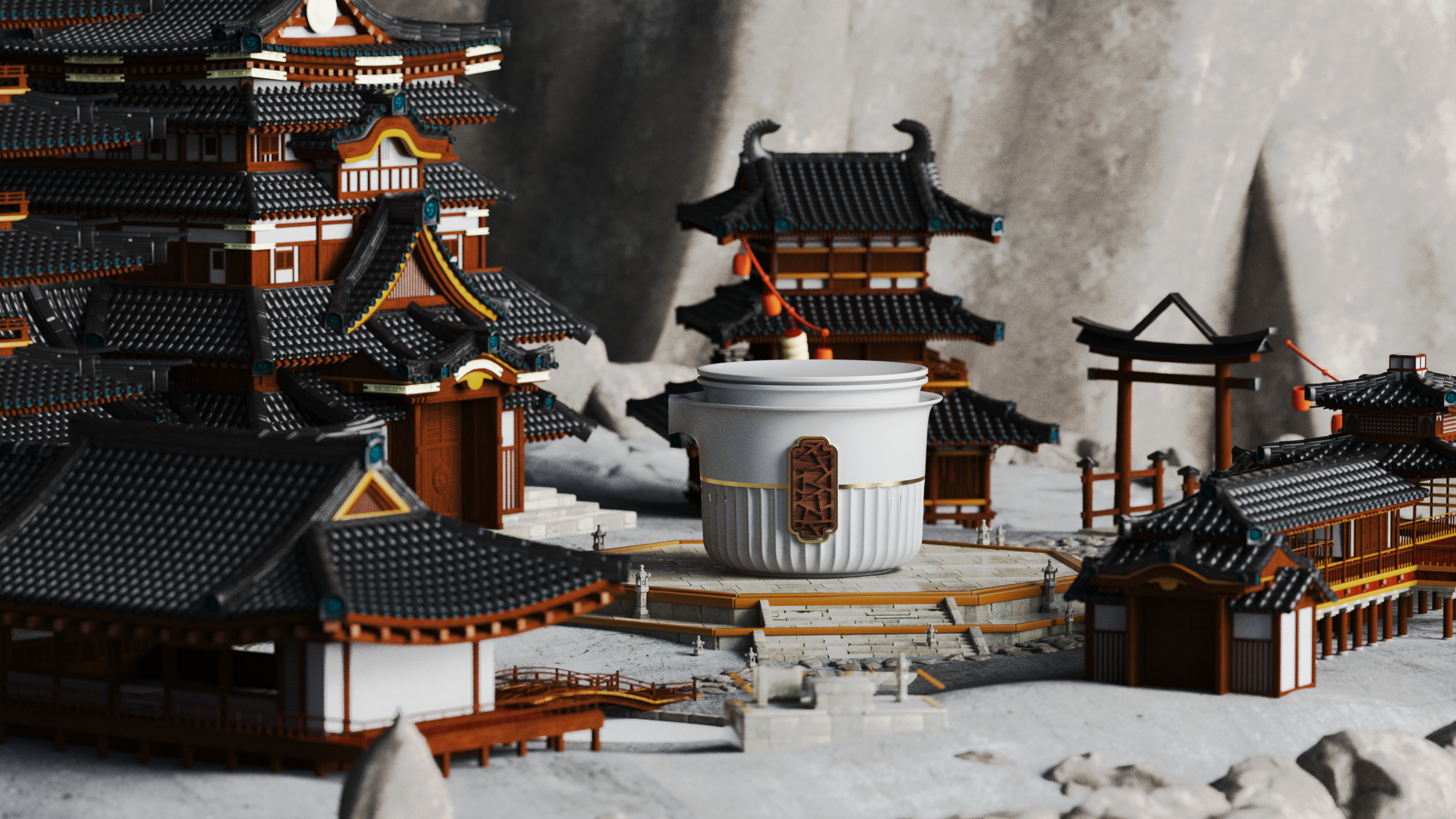 Cultural creation，tea set，Design，gift，National tide，court，