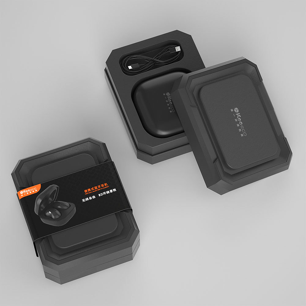 Earphone packaging，Paper-plastic packaging design，Class 3C packaging，3c，Sense of science and technology，