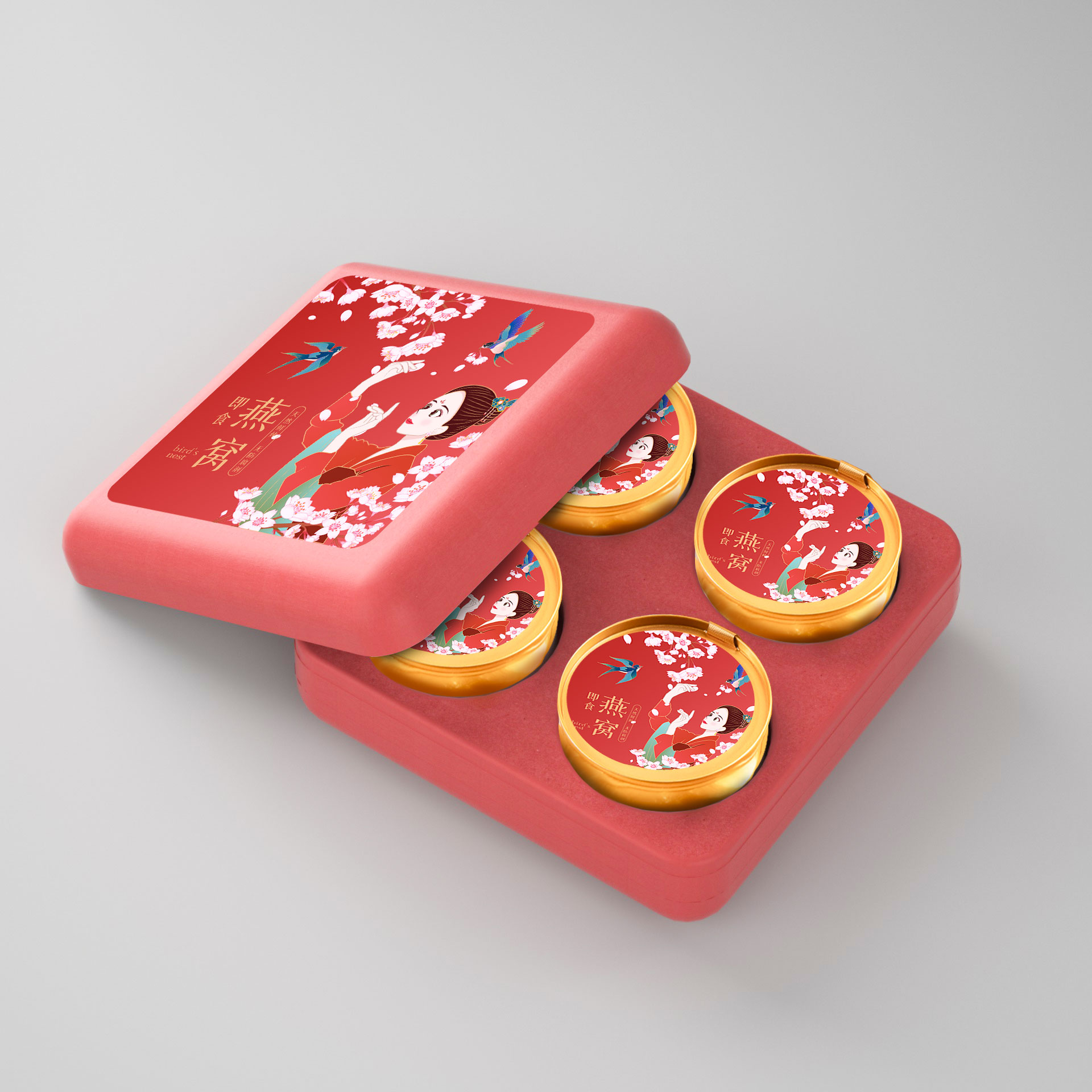 New national style，Illustration packaging，Food Packaging Design，Bird's Nest Packaging，Bird's nest，packing，Gift box，Gifts，