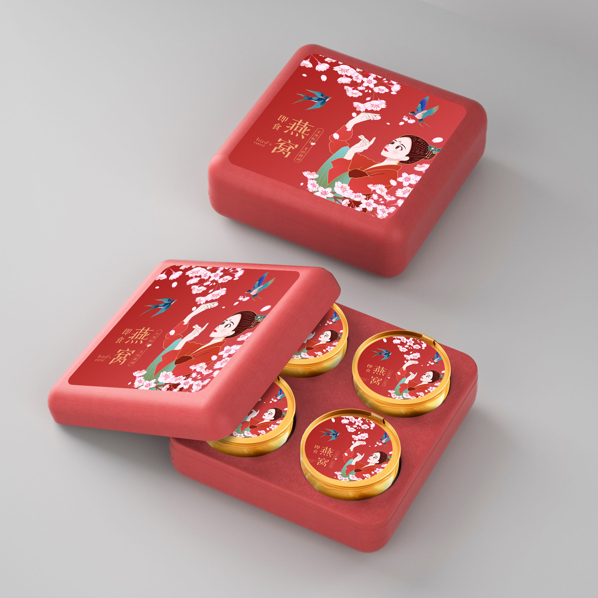 New national style，Illustration packaging，Food Packaging Design，Bird's Nest Packaging，Bird's nest，packing，Gift box，Gifts，