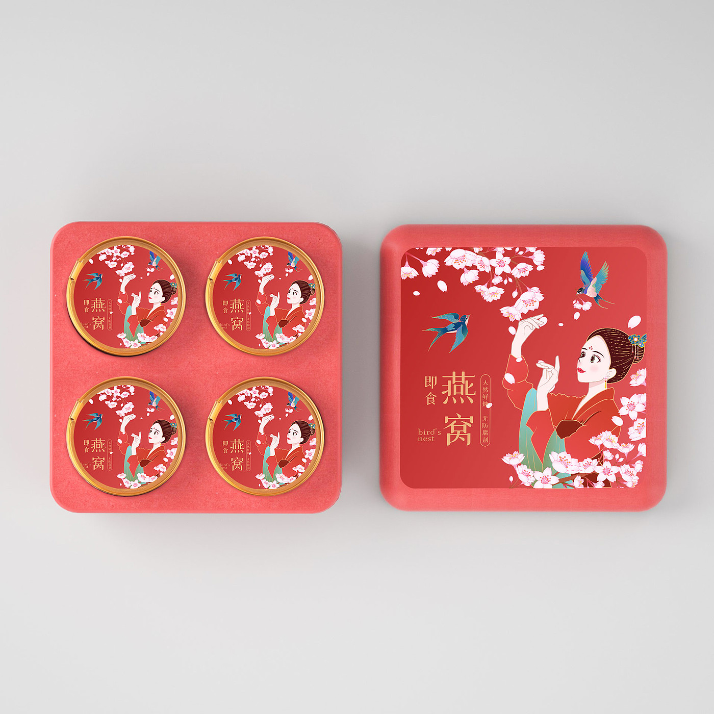 New national style，Illustration packaging，Food Packaging Design，Bird's Nest Packaging，Bird's nest，packing，Gift box，Gifts，