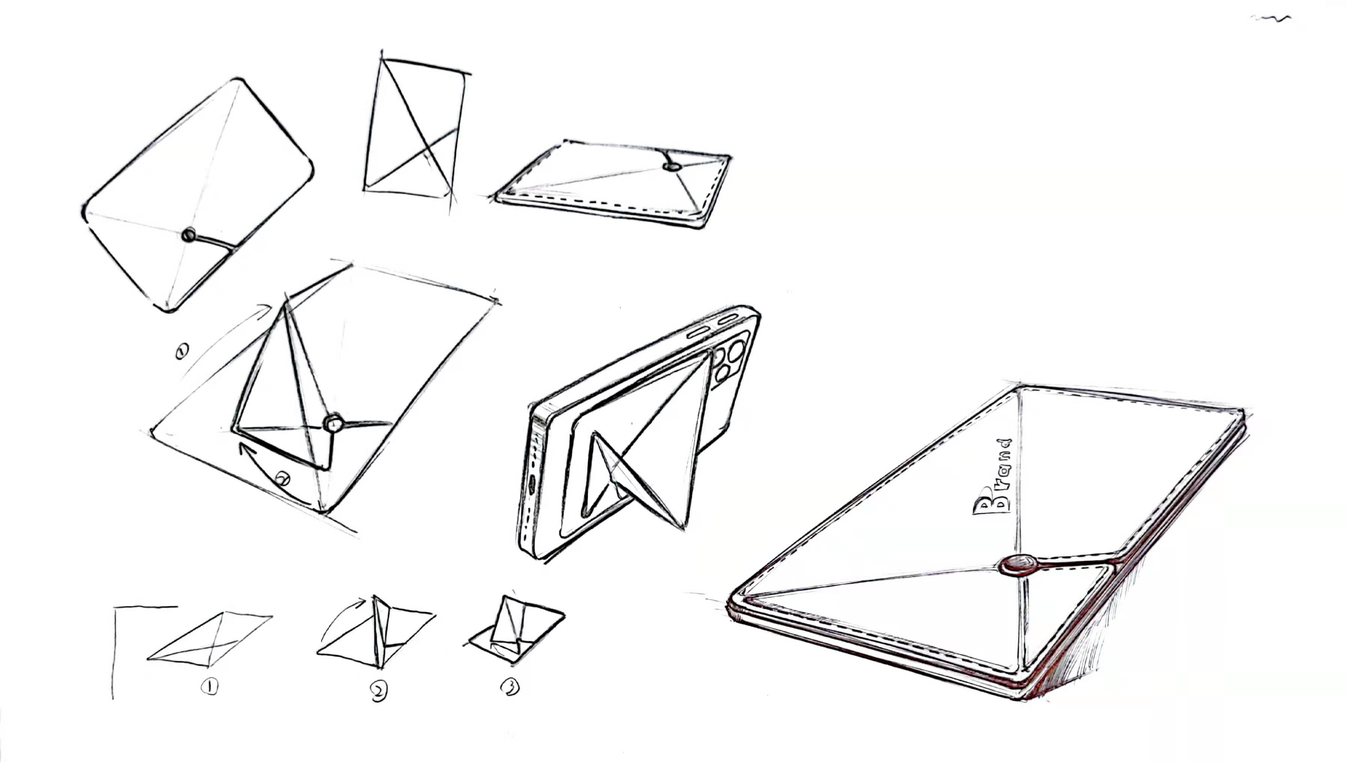 mobile phone，Bracket，Magnetic attraction，industrial design，product design，Vertical space，Mobile phone card bag，Folding support，