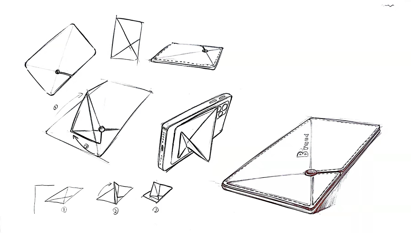 手机，支架，磁吸，工业设计，产品设计，垂直空间，手机卡包，折叠支架，