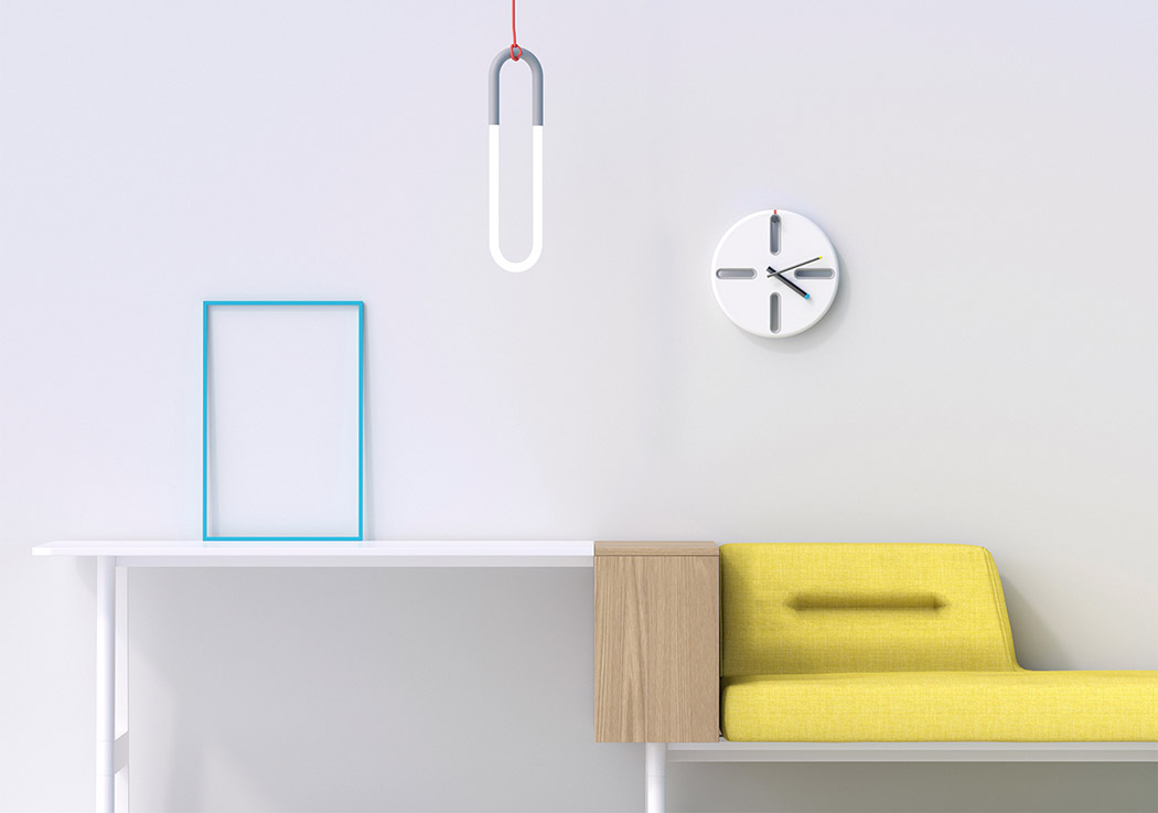 Clock，white，Automatic design，product design，