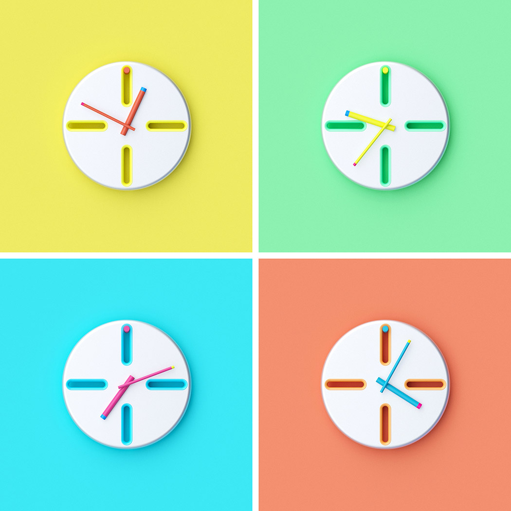 Clock，white，Automatic design，product design，
