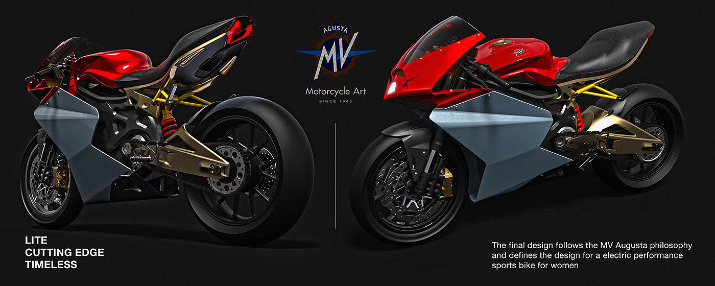 Prithviraj Taware，汽车概念设计，产品设计，人体工程学，流线型设计，MV Augusta Electric，女性摩托车，