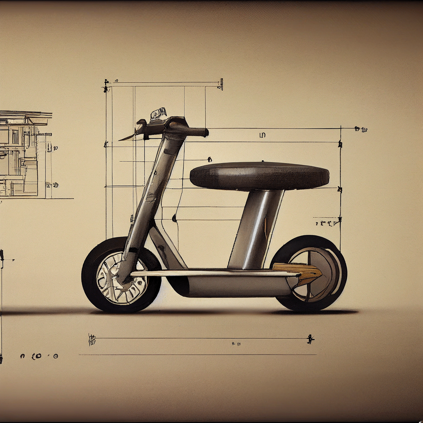Prithviraj Taware，111 Micro Mobility Solution，product design，conceptual design，Hand drawn draft，Electric vehicle，Scooter，