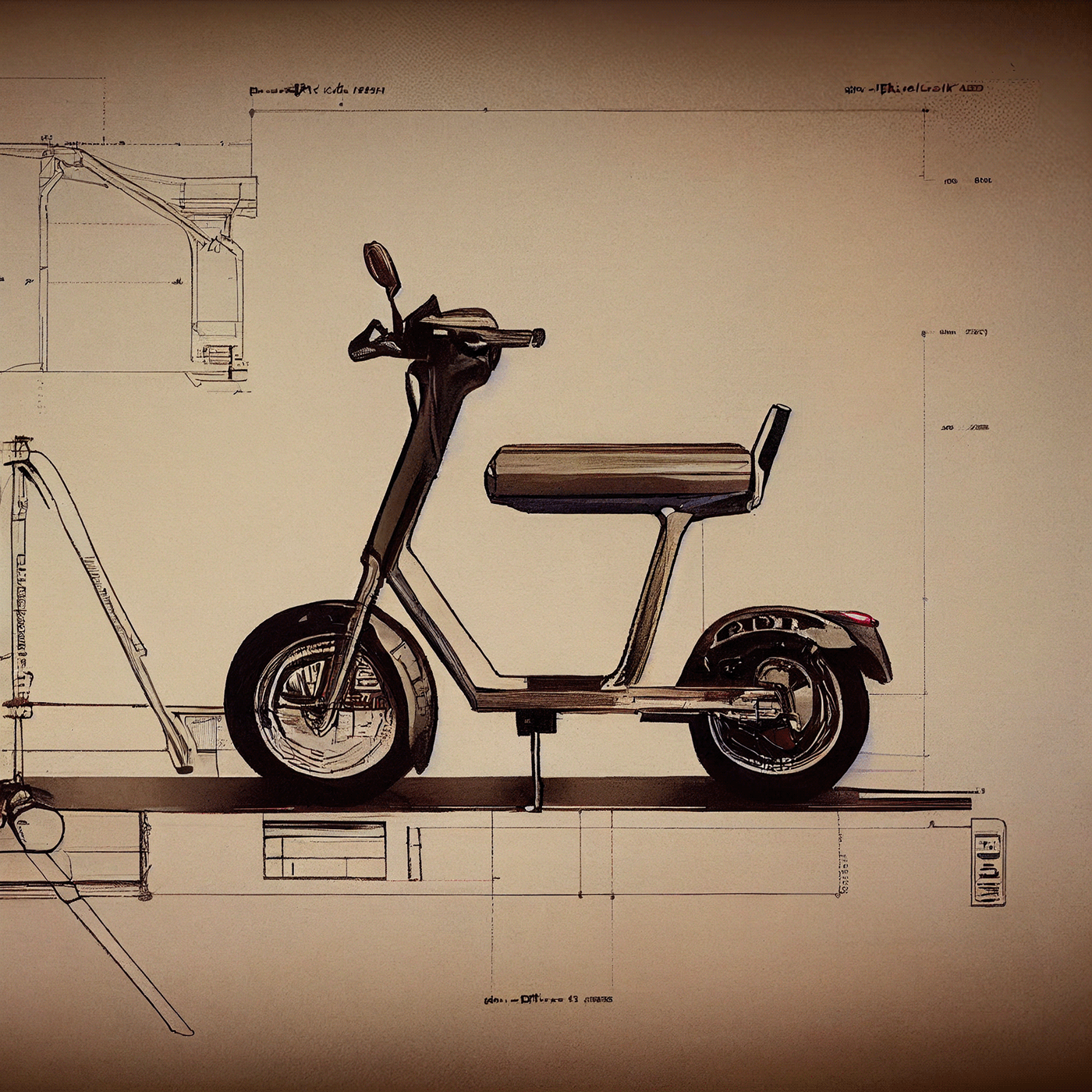 Prithviraj Taware，111 Micro Mobility Solution，product design，conceptual design，Hand drawn draft，Electric vehicle，Scooter，