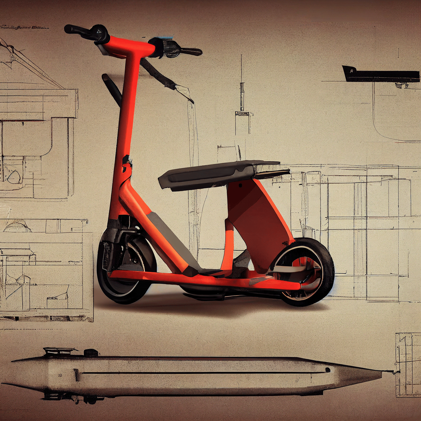 Prithviraj Taware，111 Micro Mobility Solution，product design，conceptual design，Hand drawn draft，Electric vehicle，Scooter，