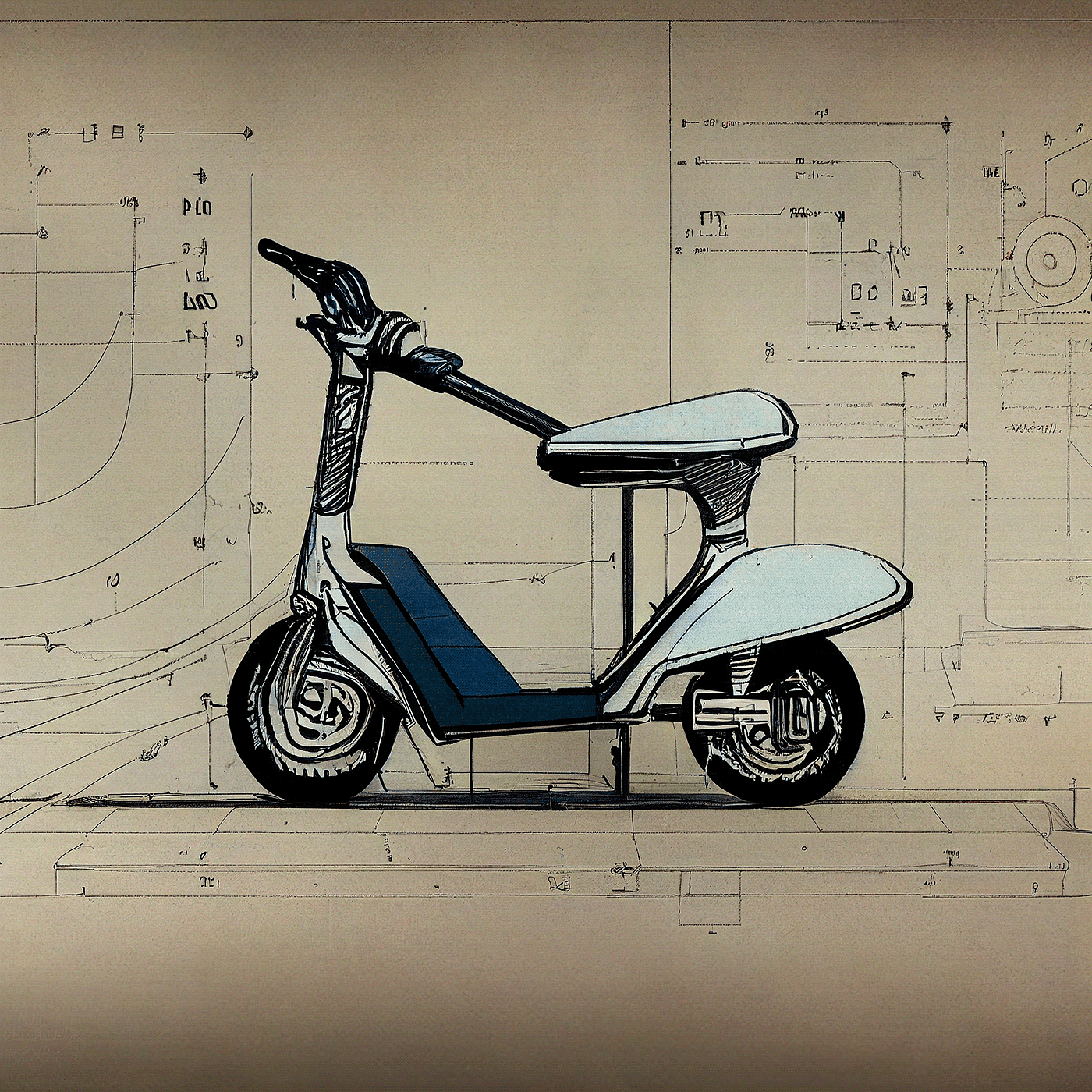 Prithviraj Taware，111 Micro Mobility Solution，product design，conceptual design，Hand drawn draft，Electric vehicle，Scooter，