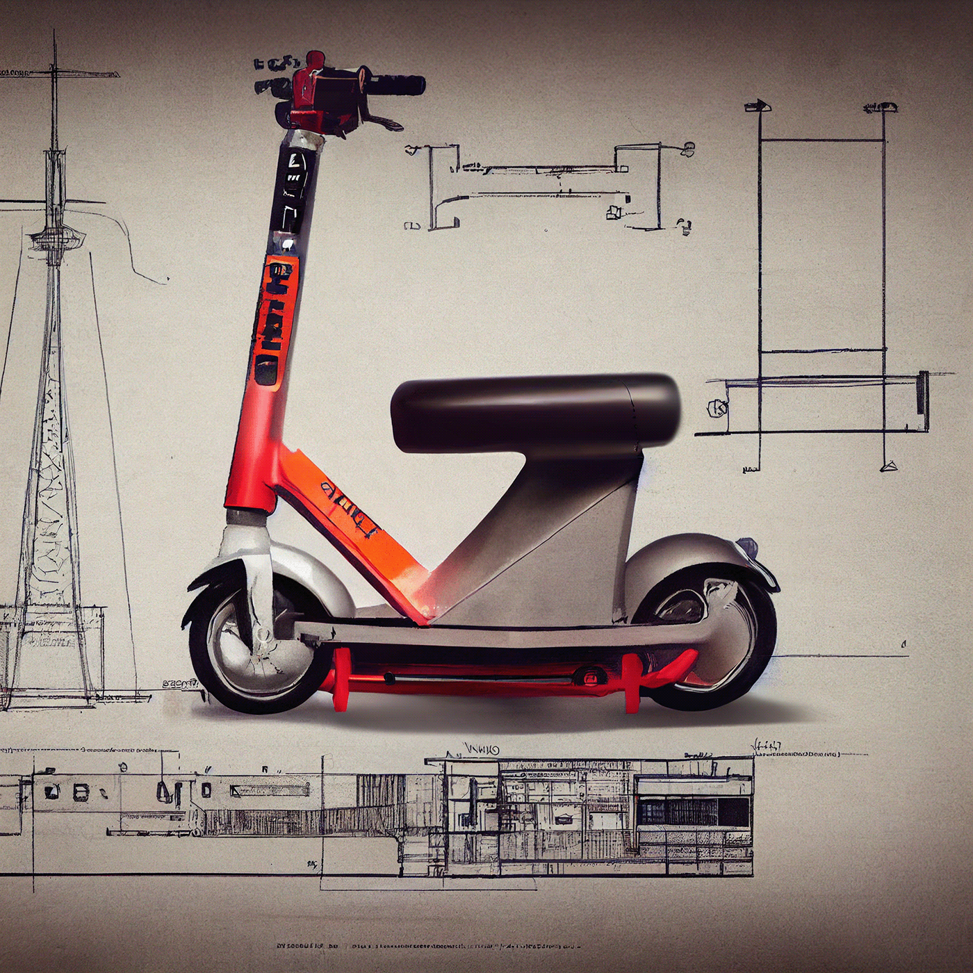 Prithviraj Taware，111 Micro Mobility Solution，product design，conceptual design，Hand drawn draft，Electric vehicle，Scooter，