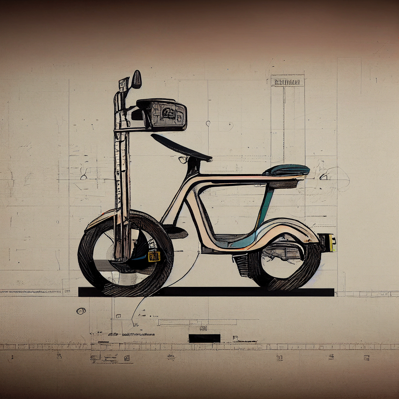 Prithviraj Taware，111 Micro Mobility Solution，product design，conceptual design，Hand drawn draft，Electric vehicle，Scooter，