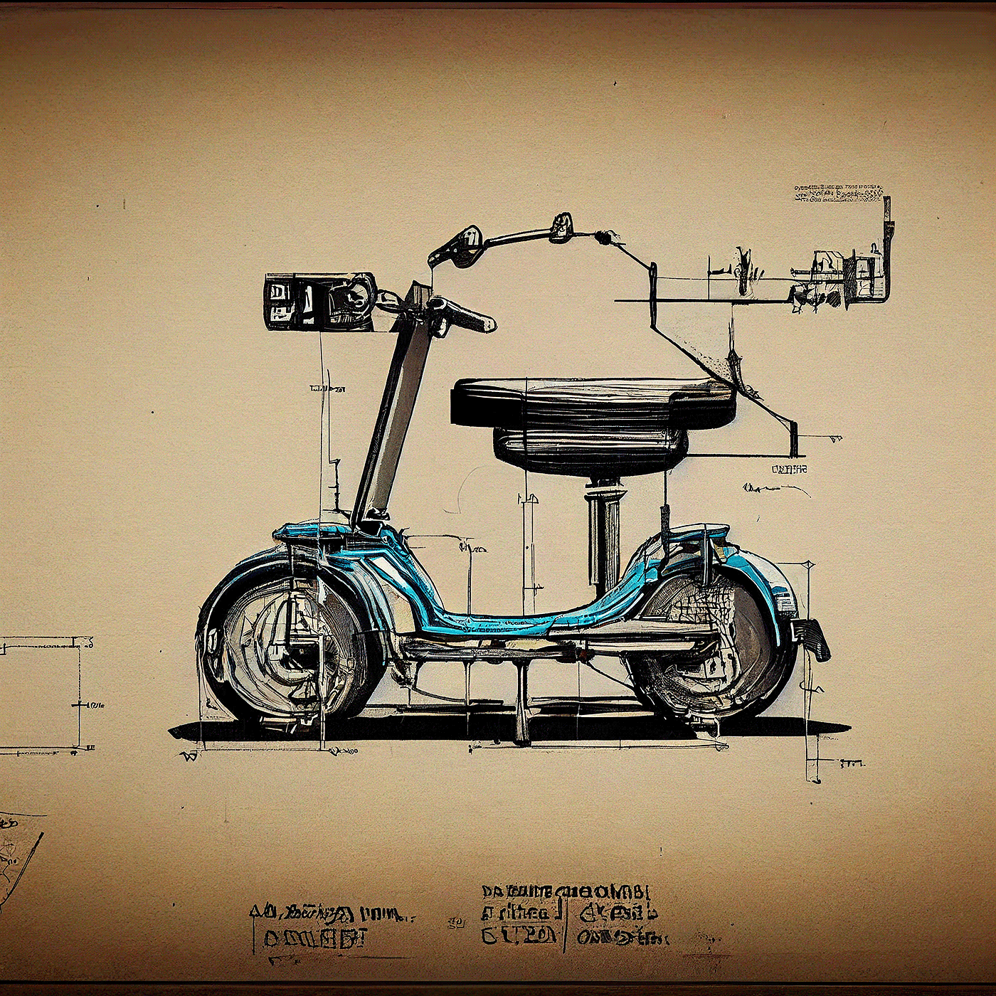 Prithviraj Taware，111 Micro Mobility Solution，product design，conceptual design，Hand drawn draft，Electric vehicle，Scooter，