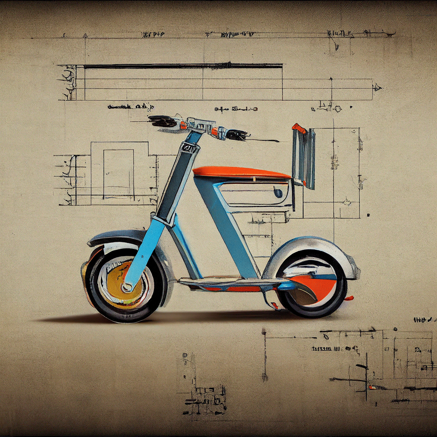 Prithviraj Taware，111 Micro Mobility Solution，product design，conceptual design，Hand drawn draft，Electric vehicle，Scooter，