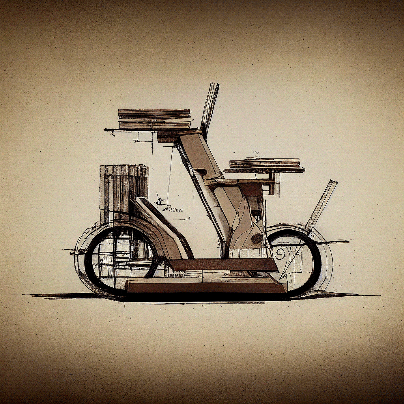 Prithviraj Taware，111 Micro Mobility Solution，product design，conceptual design，Hand drawn draft，Electric vehicle，Scooter，