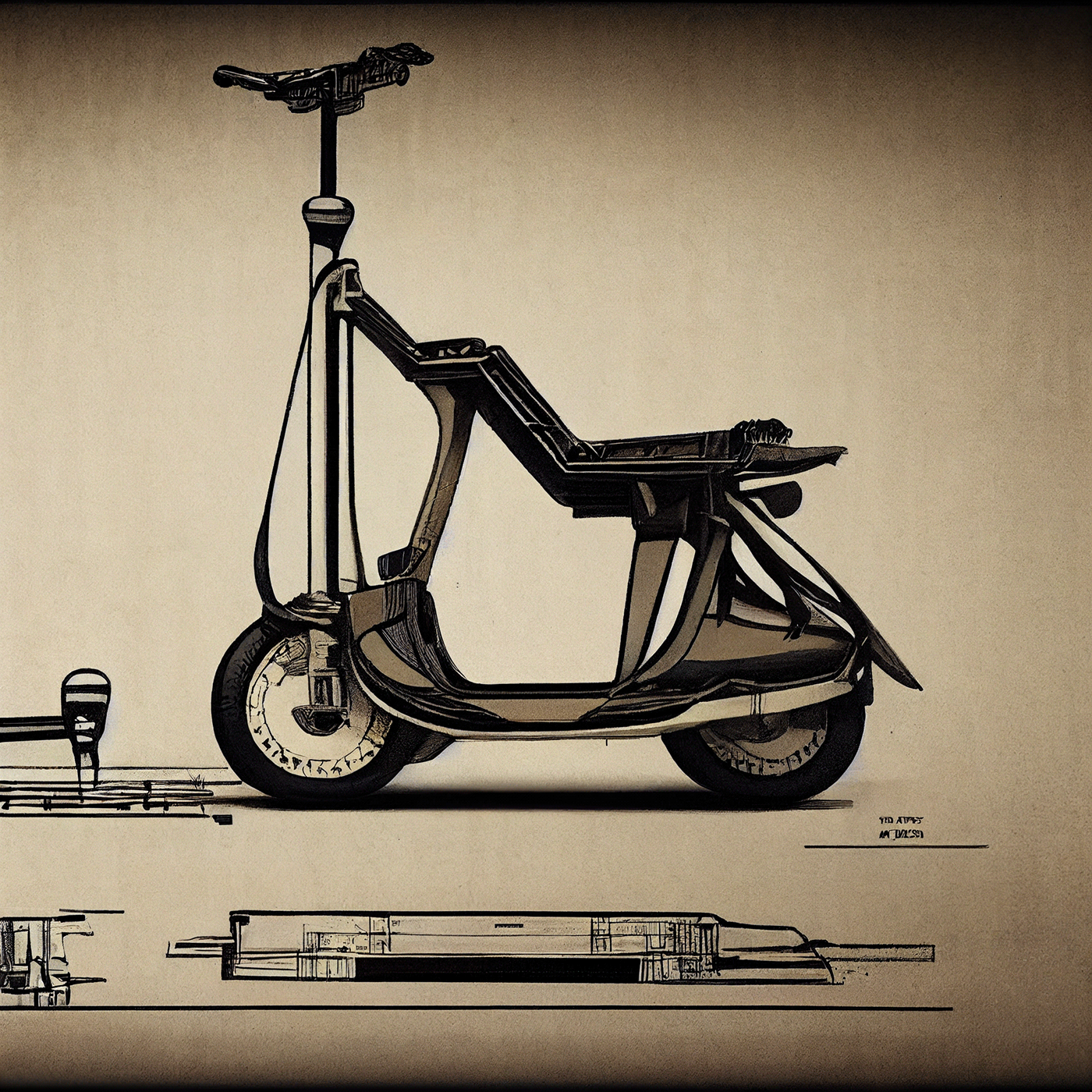 Prithviraj Taware，111 Micro Mobility Solution，product design，conceptual design，Hand drawn draft，Electric vehicle，Scooter，