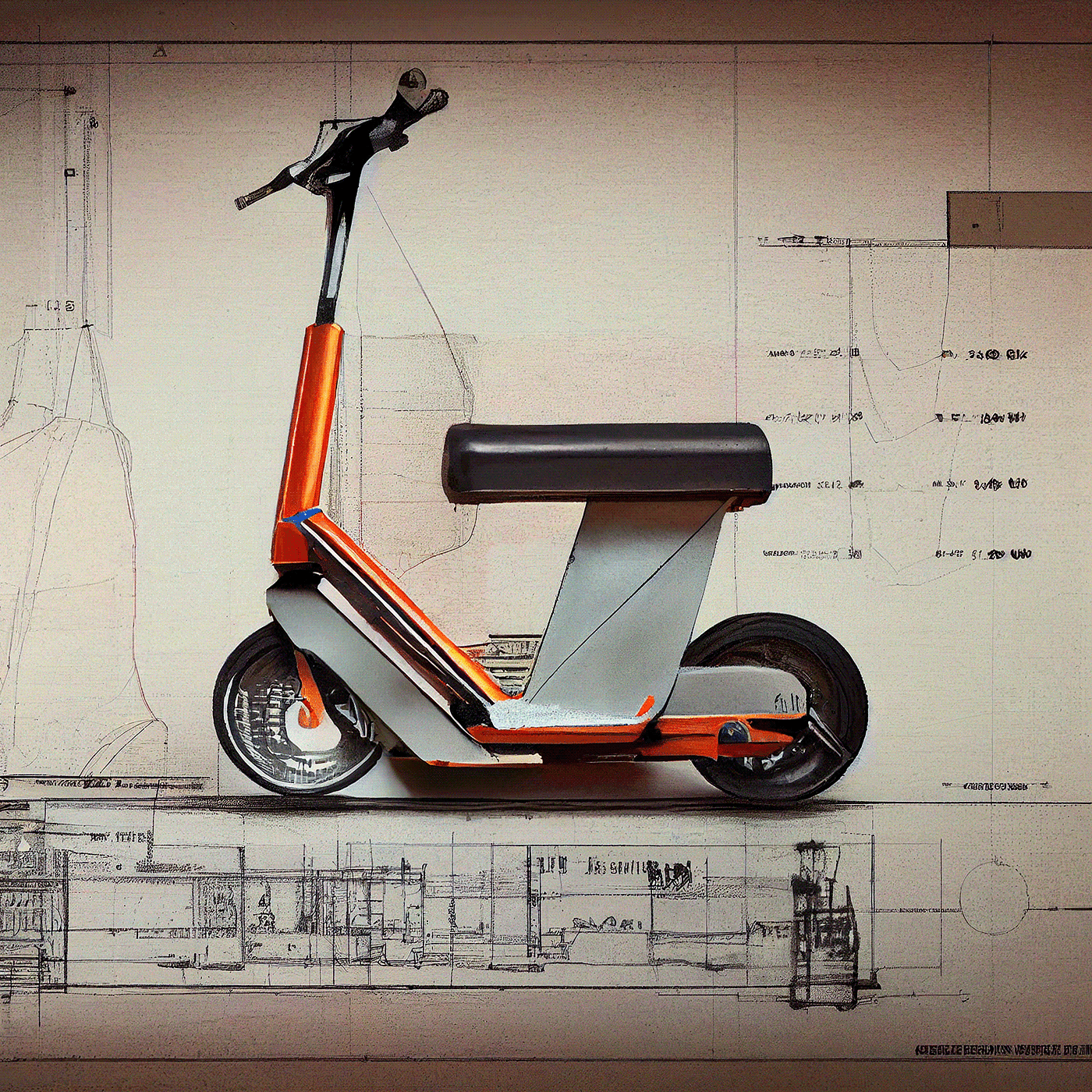 Prithviraj Taware，111 Micro Mobility Solution，product design，conceptual design，Hand drawn draft，Electric vehicle，Scooter，