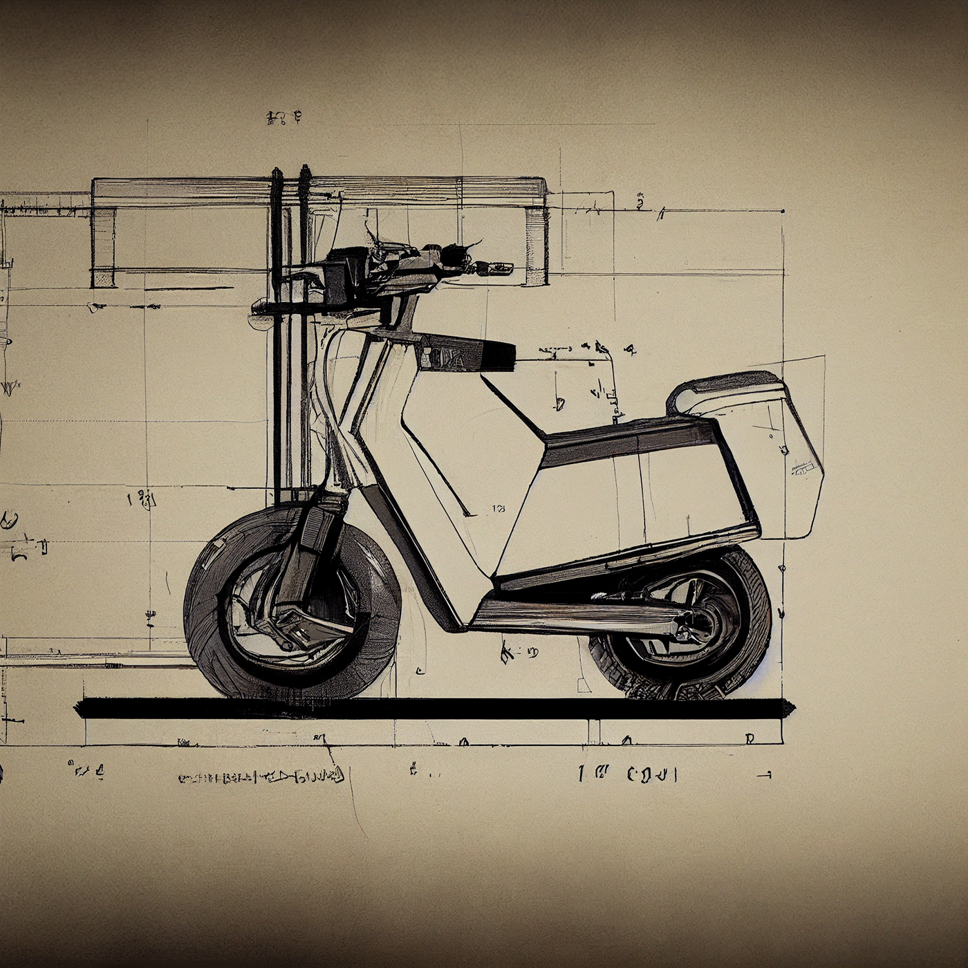 Prithviraj Taware，111 Micro Mobility Solution，product design，conceptual design，Hand drawn draft，Electric vehicle，Scooter，