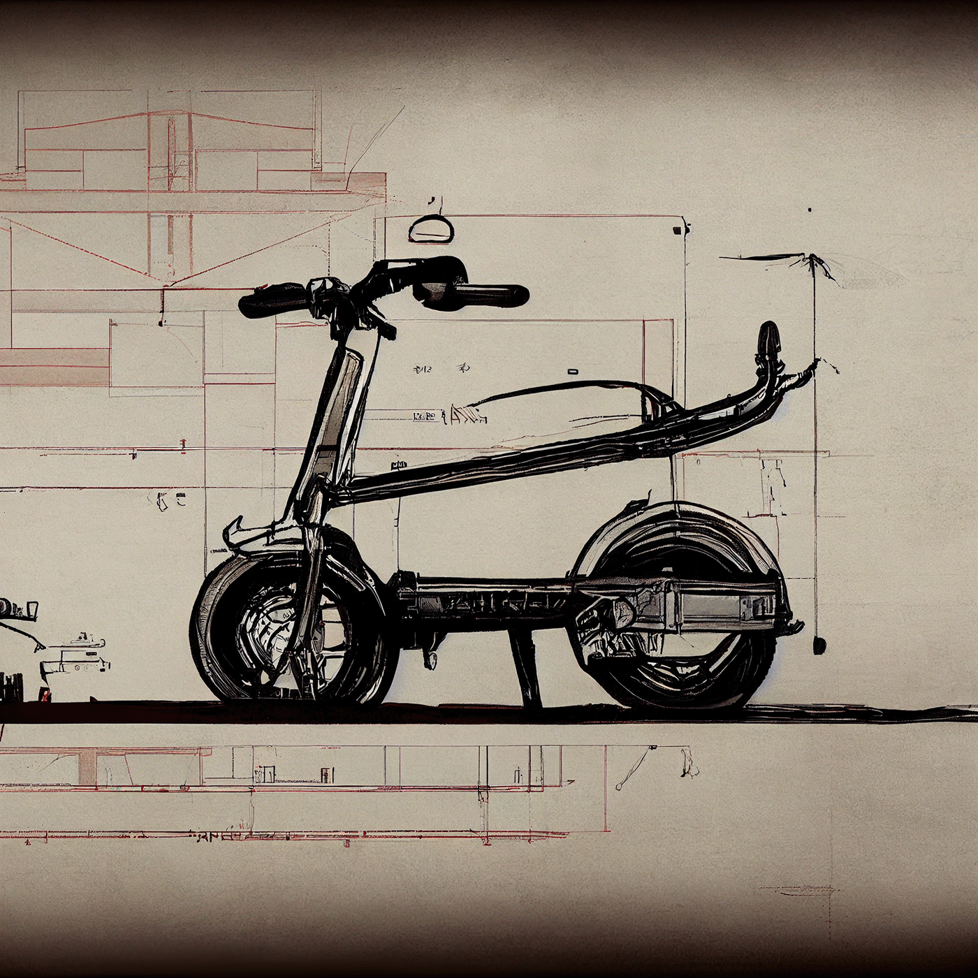Prithviraj Taware，111 Micro Mobility Solution，product design，conceptual design，Hand drawn draft，Electric vehicle，Scooter，