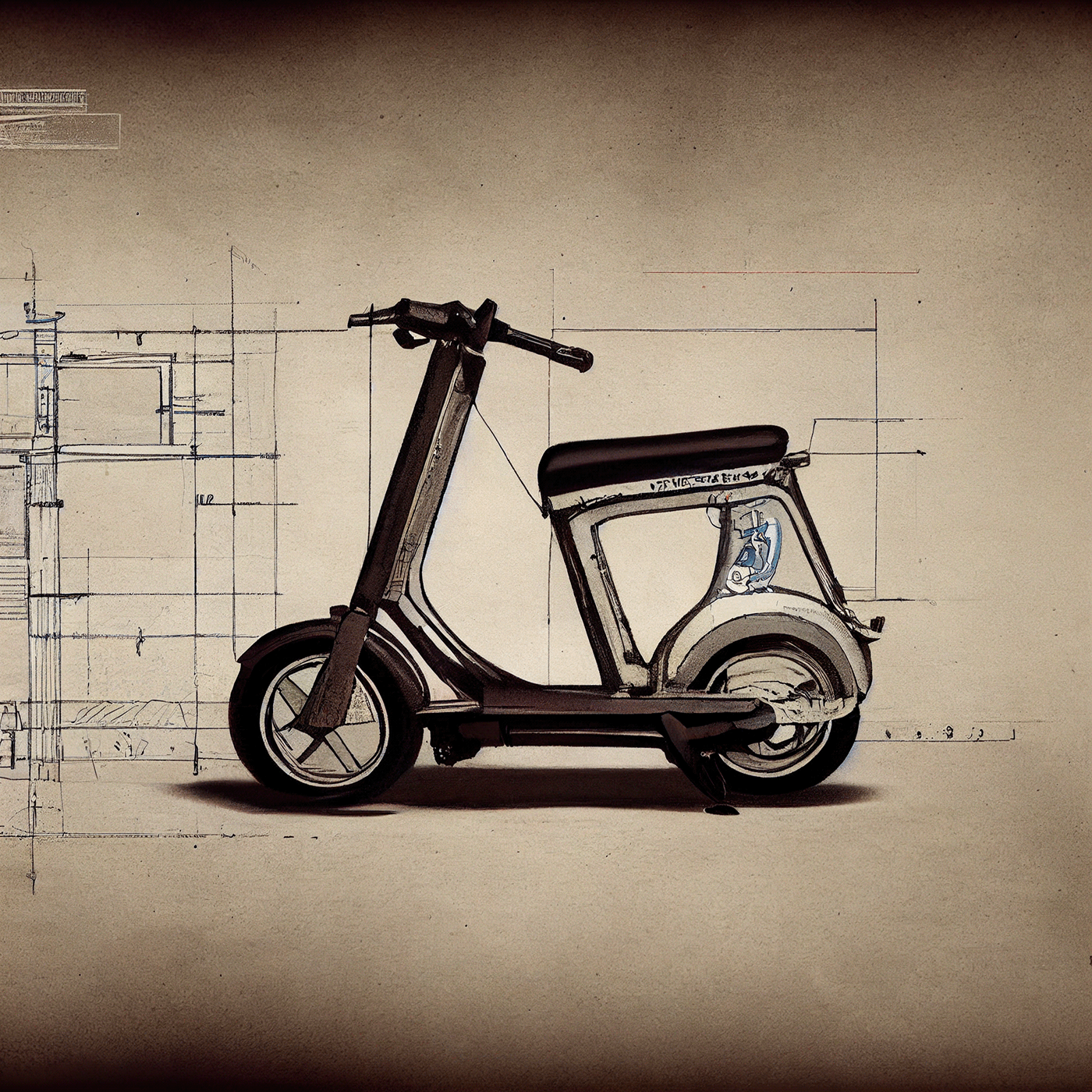 Prithviraj Taware，111 Micro Mobility Solution，product design，conceptual design，Hand drawn draft，Electric vehicle，Scooter，