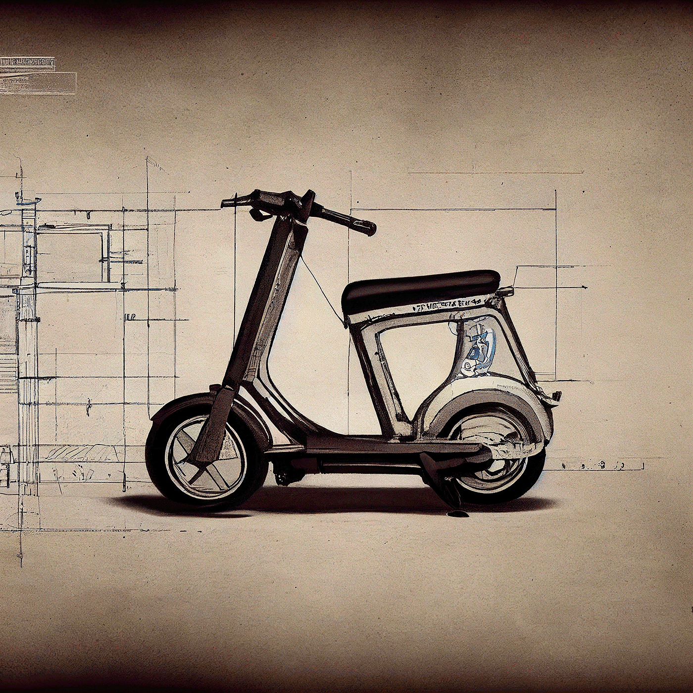 Prithviraj Taware，111 Micro Mobility Solution，product design，conceptual design，Hand drawn draft，Electric vehicle，Scooter，