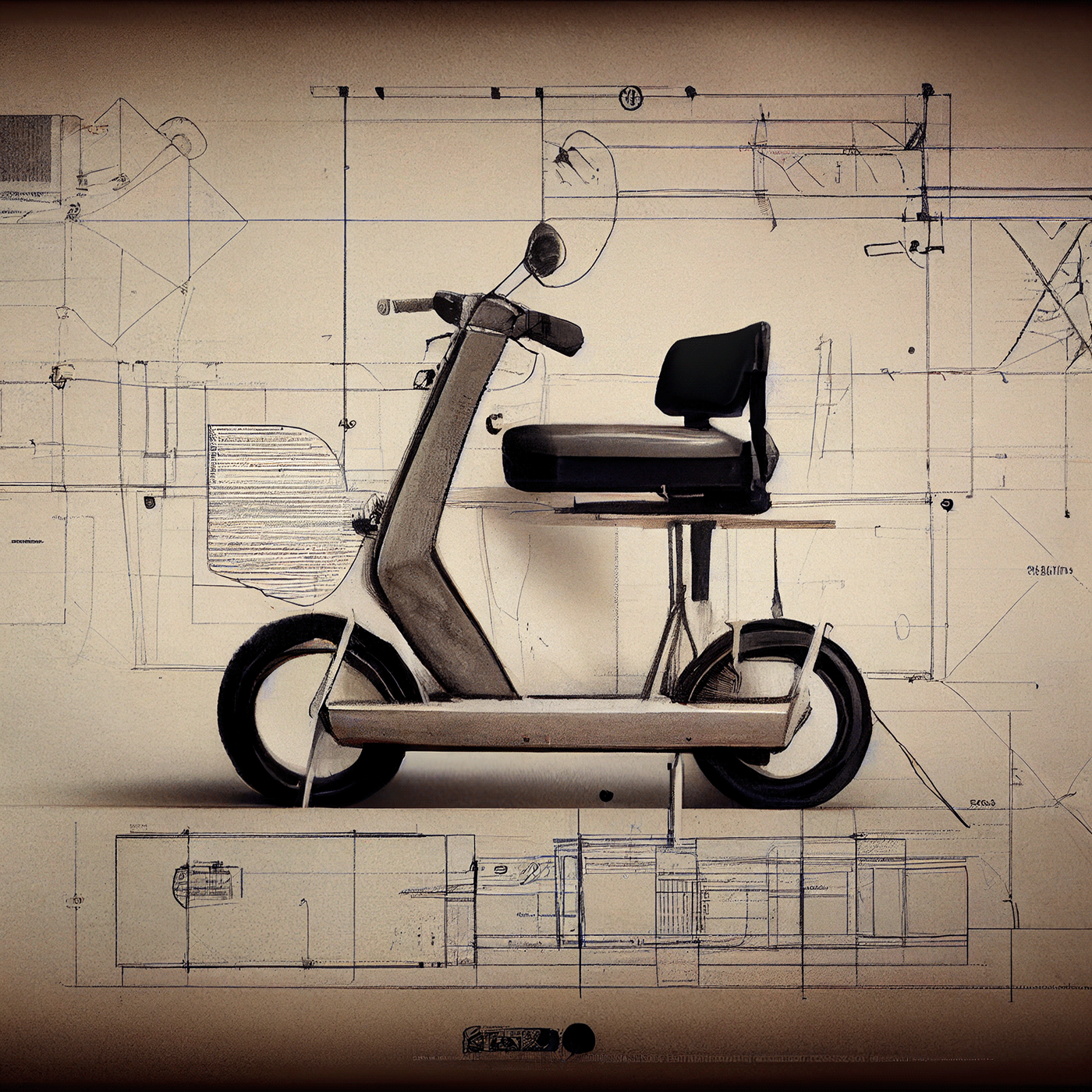 Prithviraj Taware，111 Micro Mobility Solution，product design，conceptual design，Hand drawn draft，Electric vehicle，Scooter，