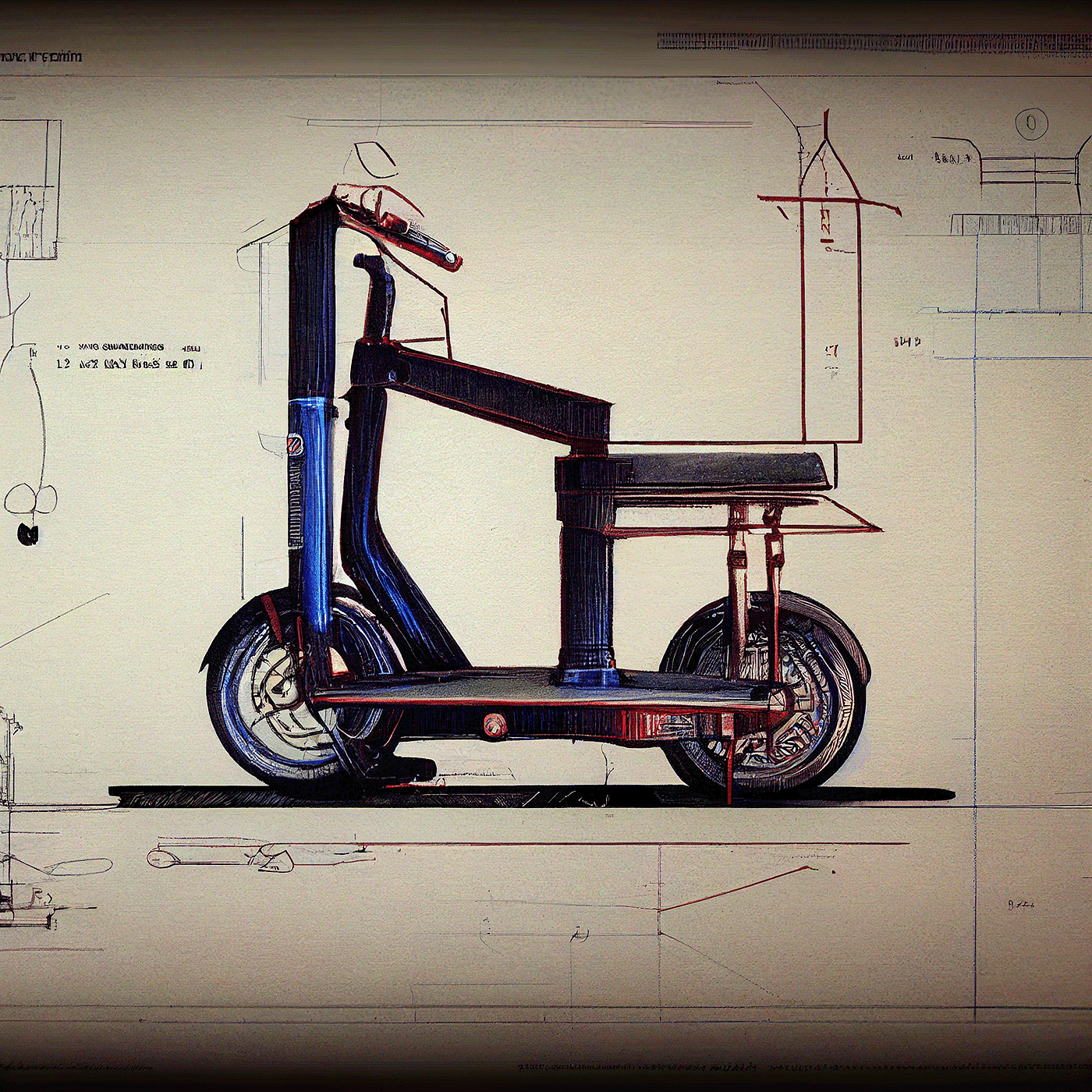 Prithviraj Taware，111 Micro Mobility Solution，product design，conceptual design，Hand drawn draft，Electric vehicle，Scooter，