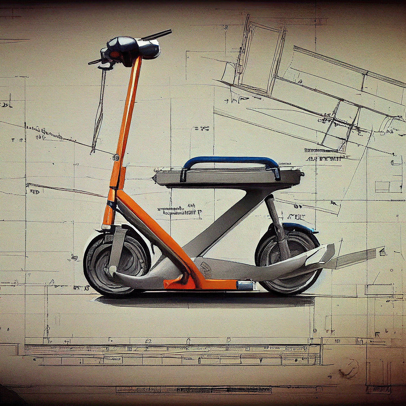 Prithviraj Taware，111 Micro Mobility Solution，product design，conceptual design，Hand drawn draft，Electric vehicle，Scooter，