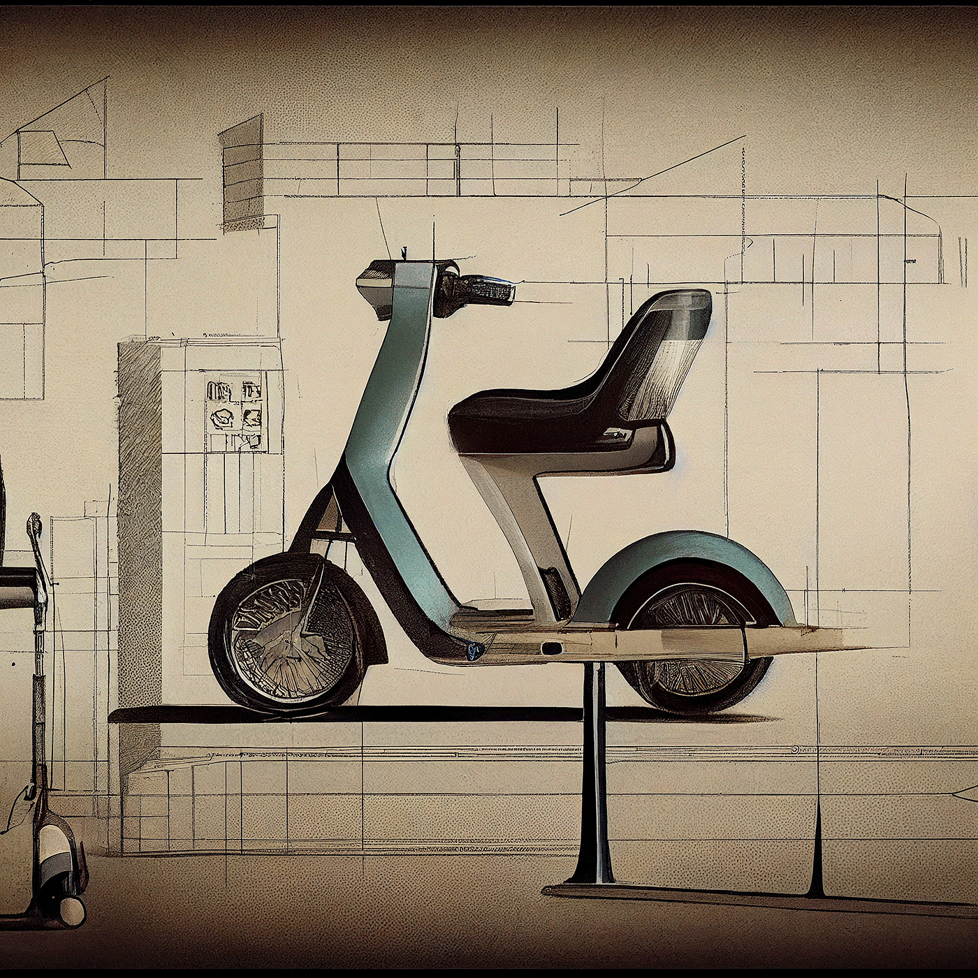 Prithviraj Taware，111 Micro Mobility Solution，product design，conceptual design，Hand drawn draft，Electric vehicle，Scooter，