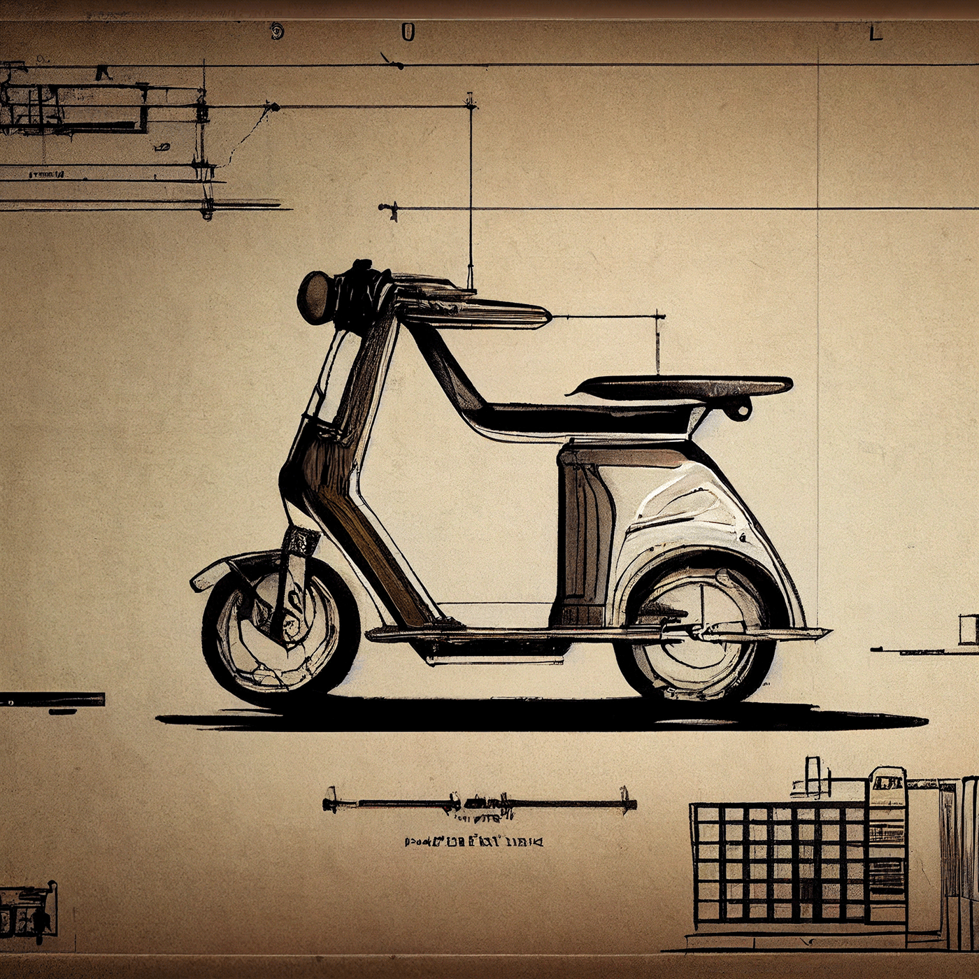 Prithviraj Taware，111 Micro Mobility Solution，product design，conceptual design，Hand drawn draft，Electric vehicle，Scooter，
