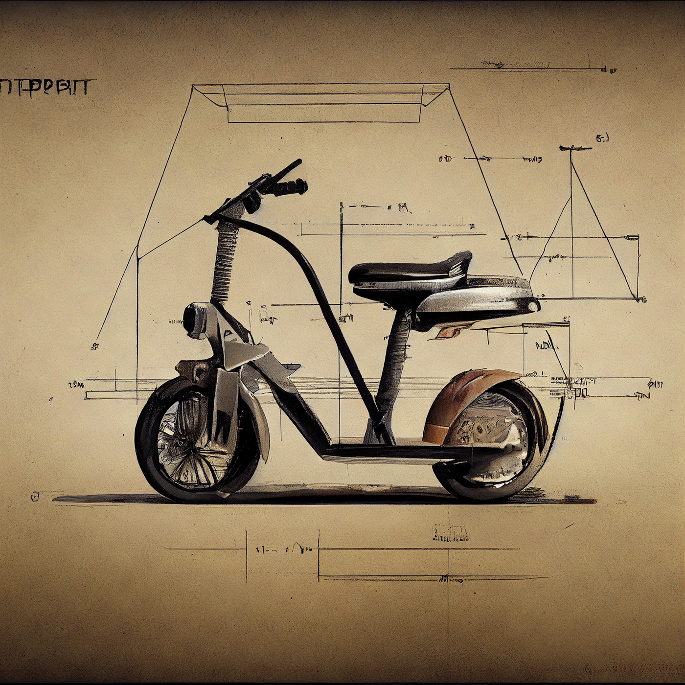 Prithviraj Taware，111 Micro Mobility Solution，product design，conceptual design，Hand drawn draft，Electric vehicle，Scooter，