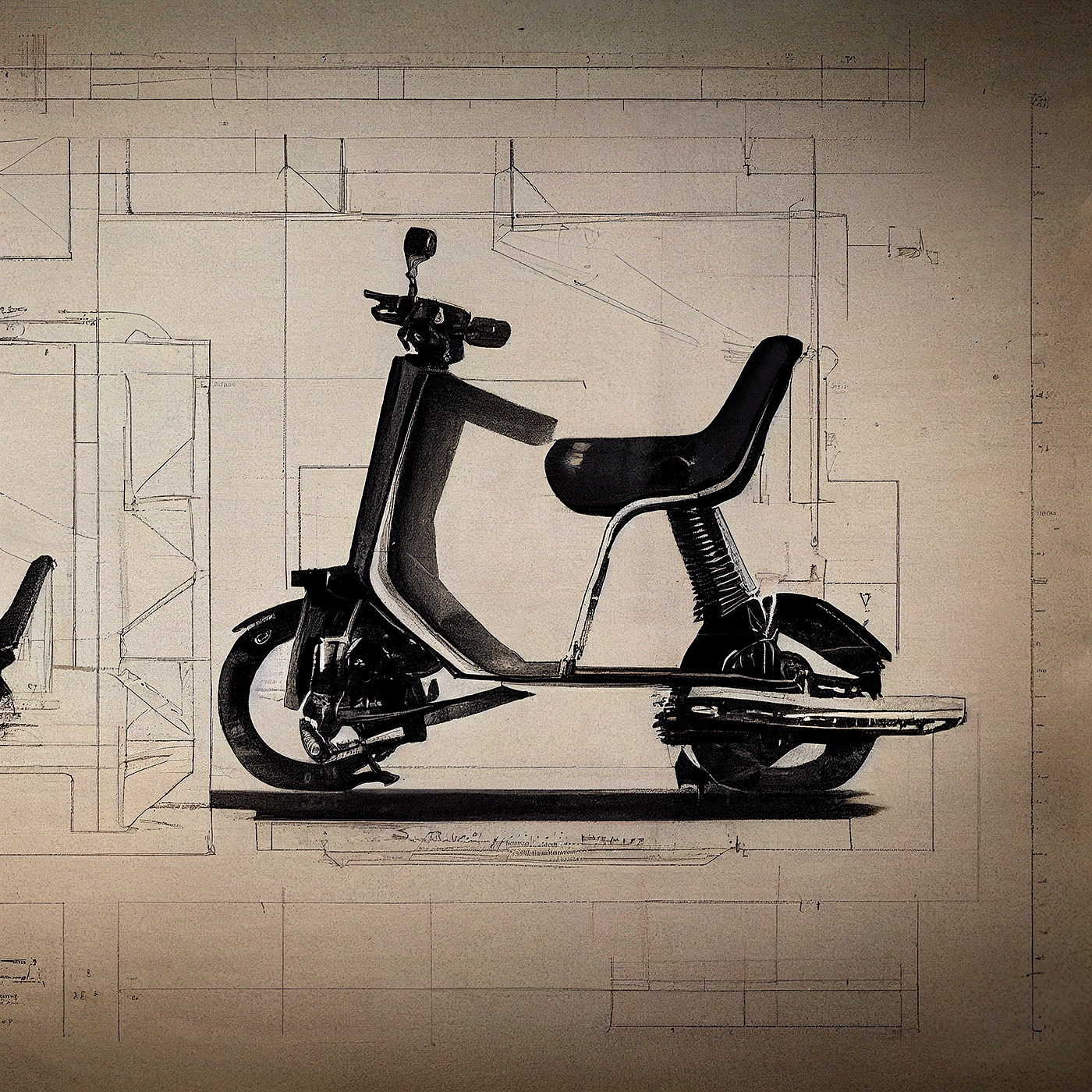 Prithviraj Taware，111 Micro Mobility Solution，product design，conceptual design，Hand drawn draft，Electric vehicle，Scooter，