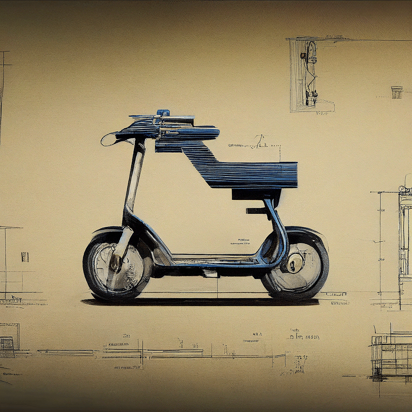 Prithviraj Taware，111 Micro Mobility Solution，product design，conceptual design，Hand drawn draft，Electric vehicle，Scooter，