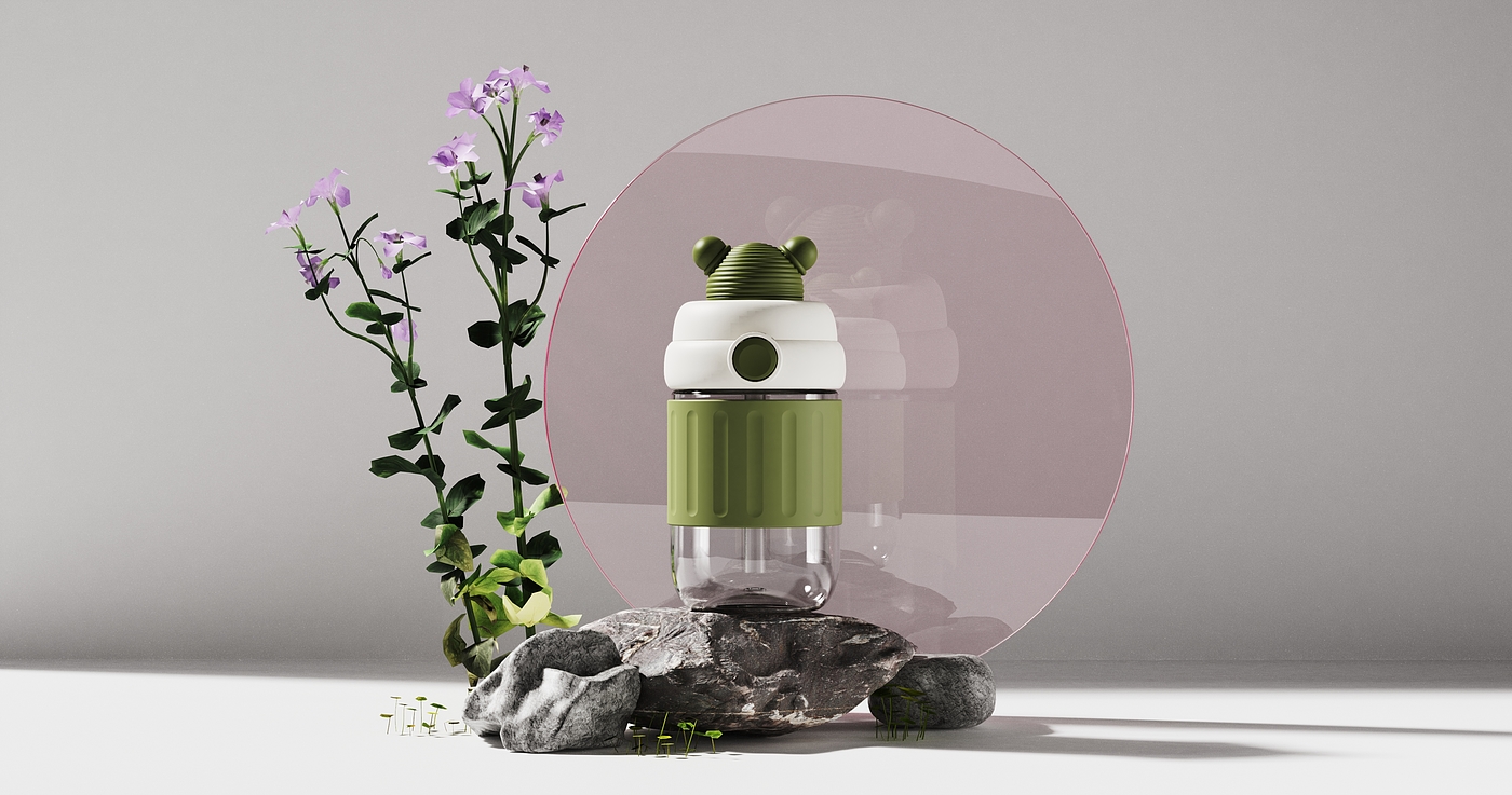 Water cup, coffee cup, double drink cup, bear head，